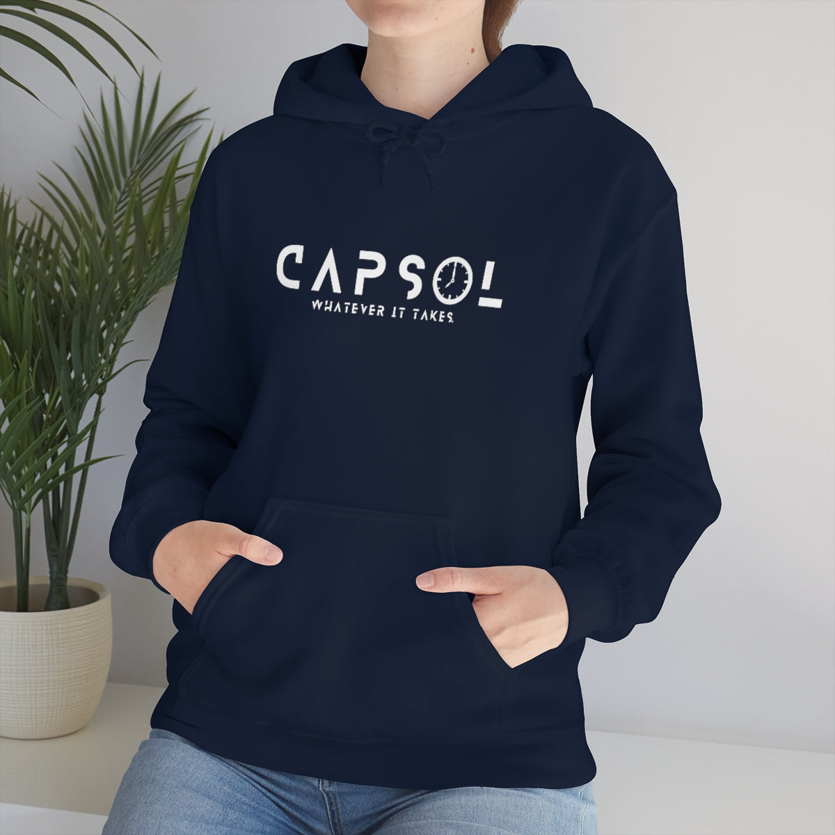 Clock - white text - Hooded Sweatshirt