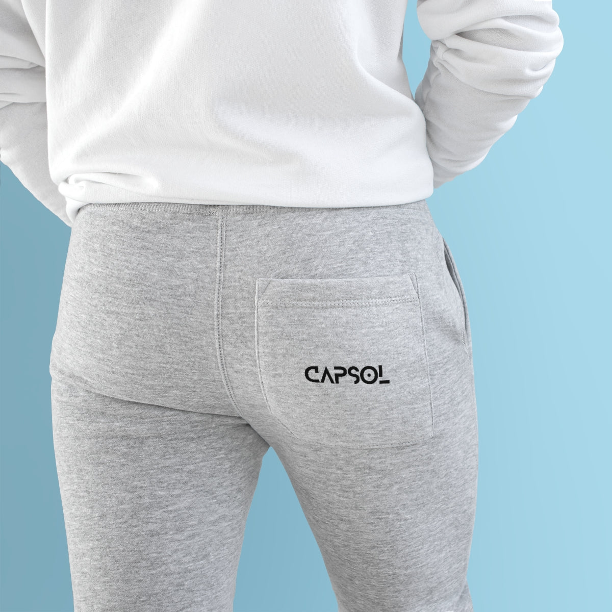 CapSol (pocket) - b/w text - Premium Fleece Joggers