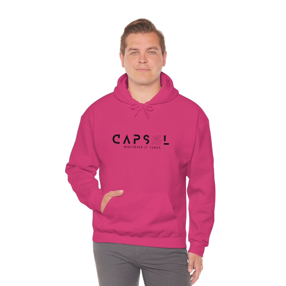 Rose - black text - Hooded Sweatshirt