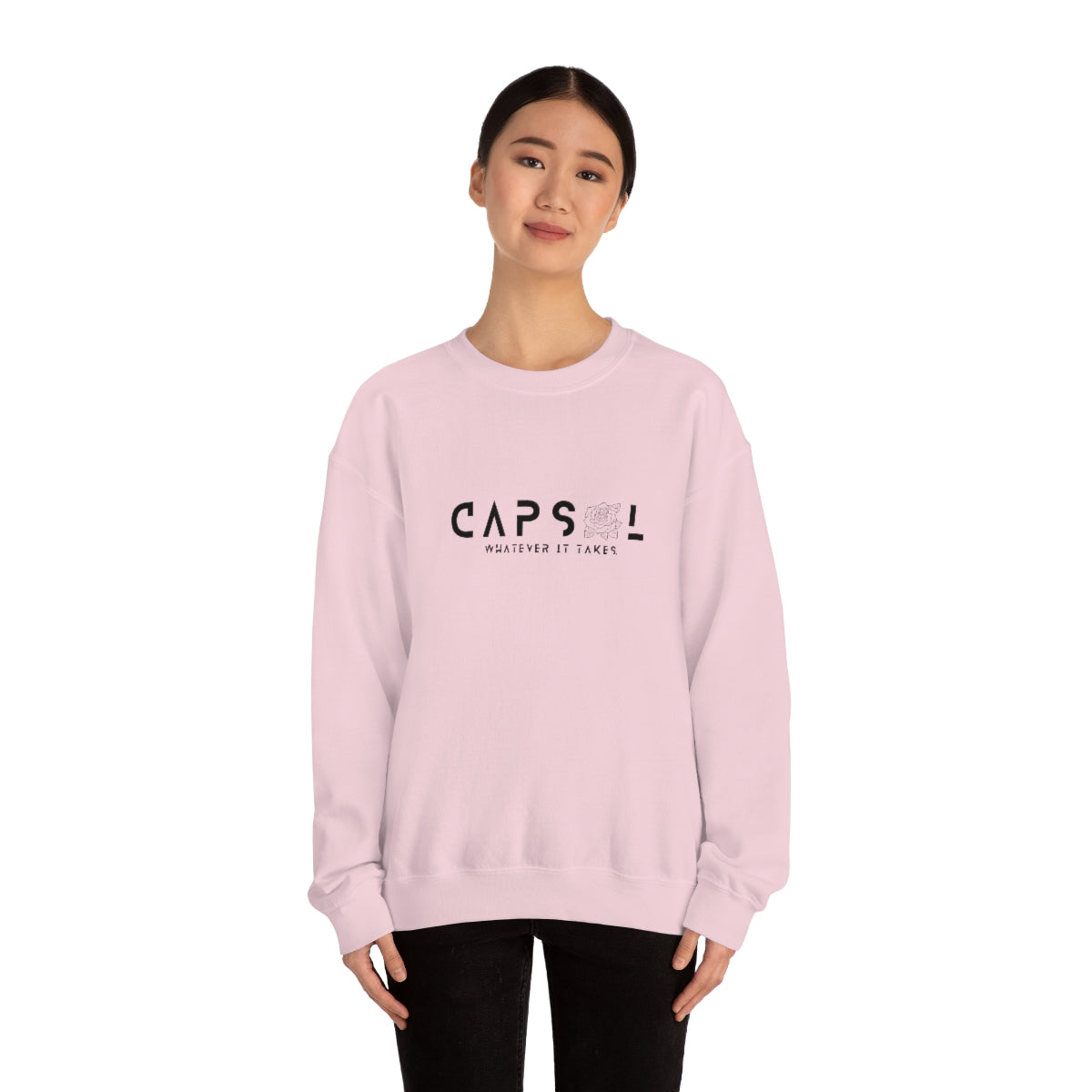 Rose - black text - Crewneck Sweatshirt