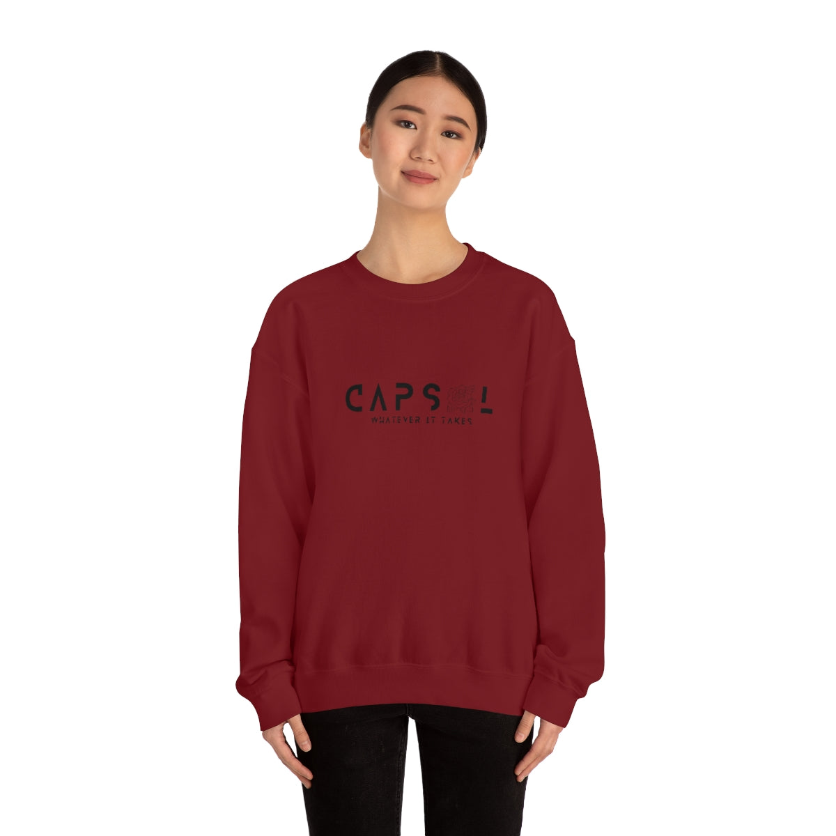 Rose - black text - Crewneck Sweatshirt