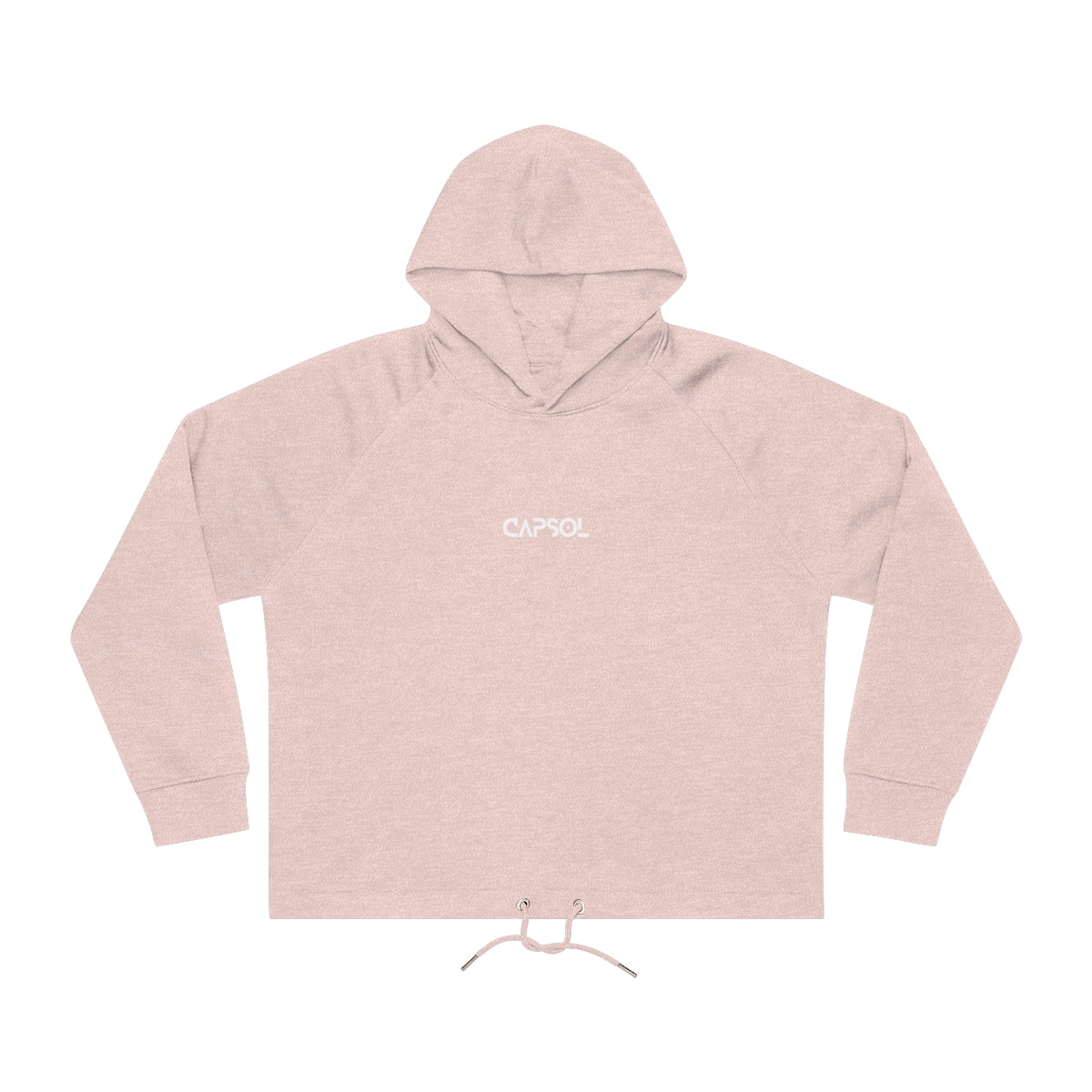 CapSol (front) - white text - Women's Bower Cropped Hoodie Sweatshirt