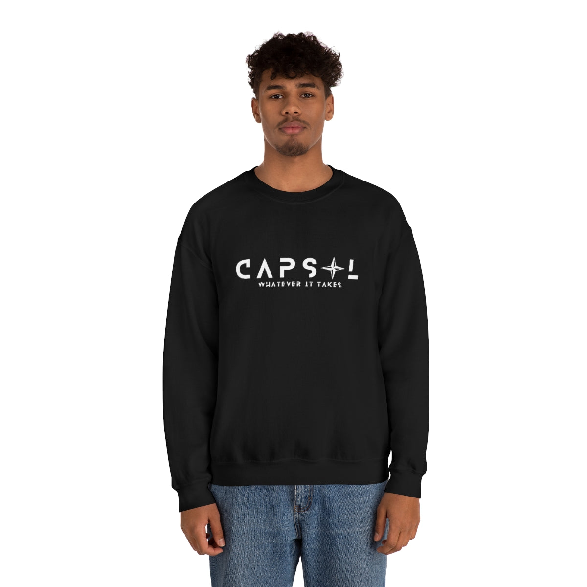 Star - white text - Crewneck Sweatshirt