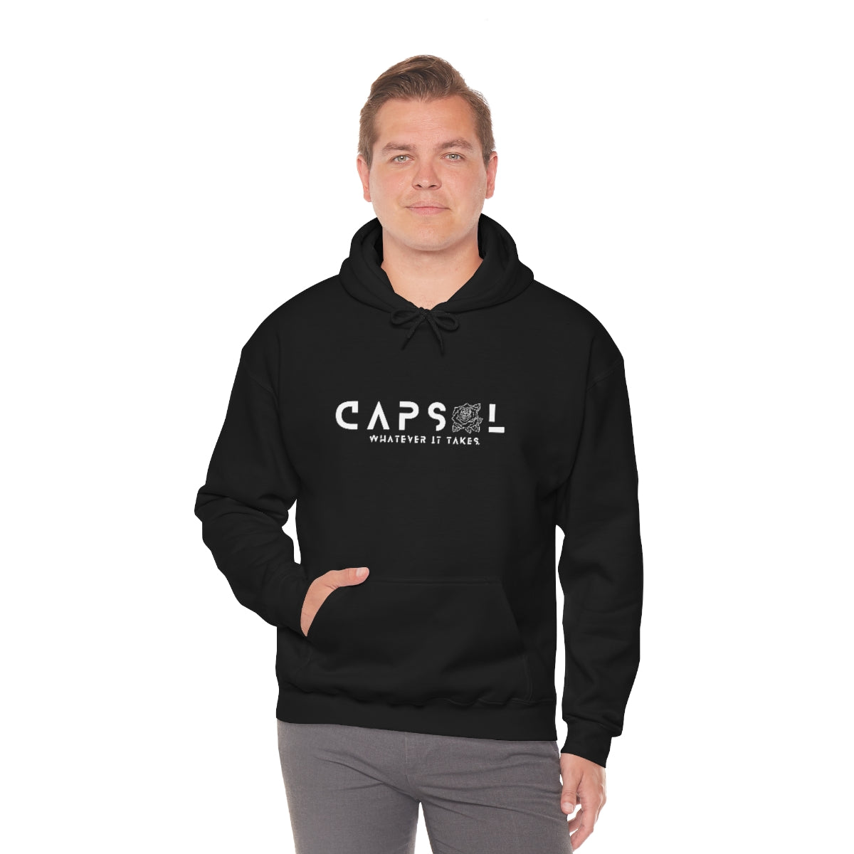 Rose - white text - Hooded Sweatshirt