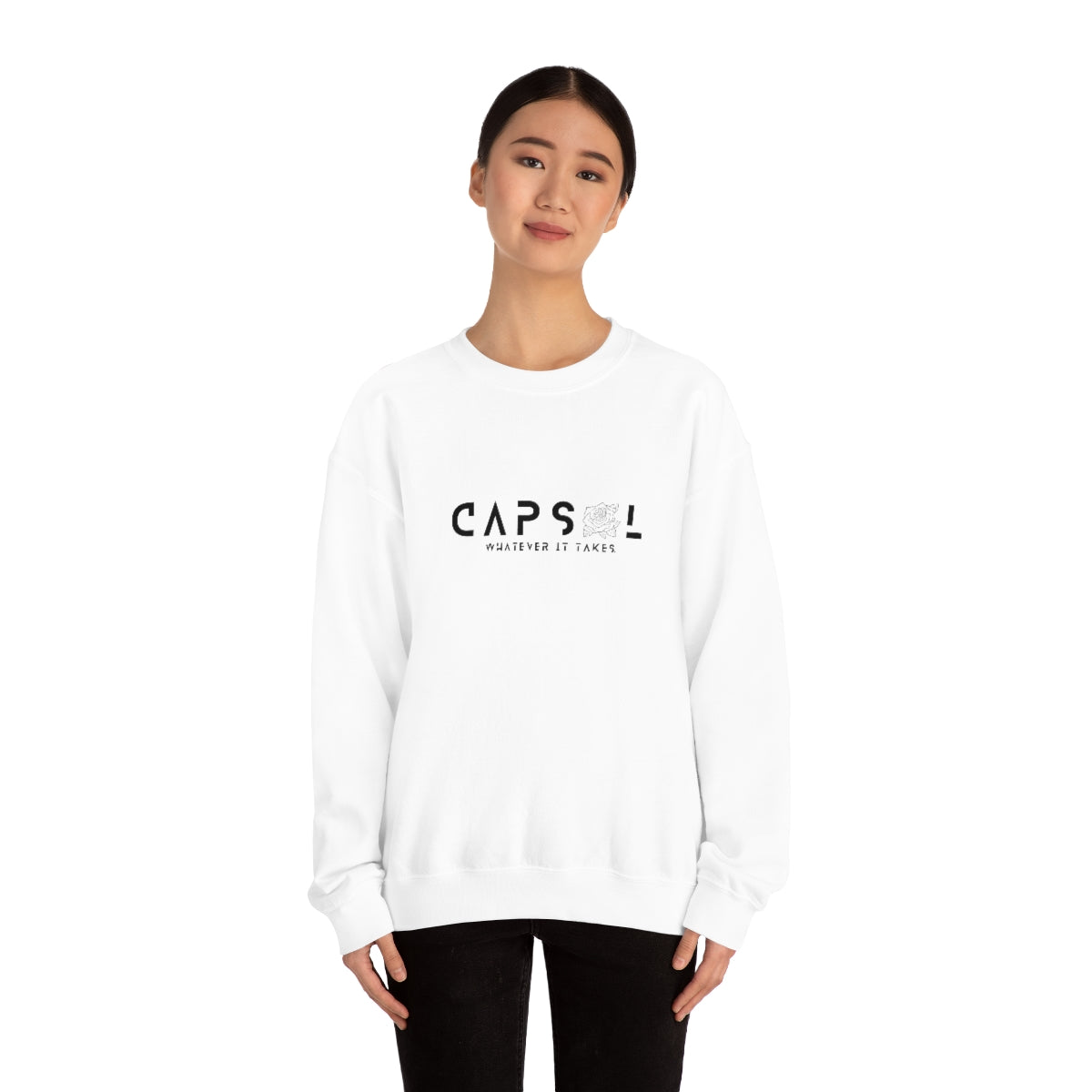 Rose - black text - Crewneck Sweatshirt