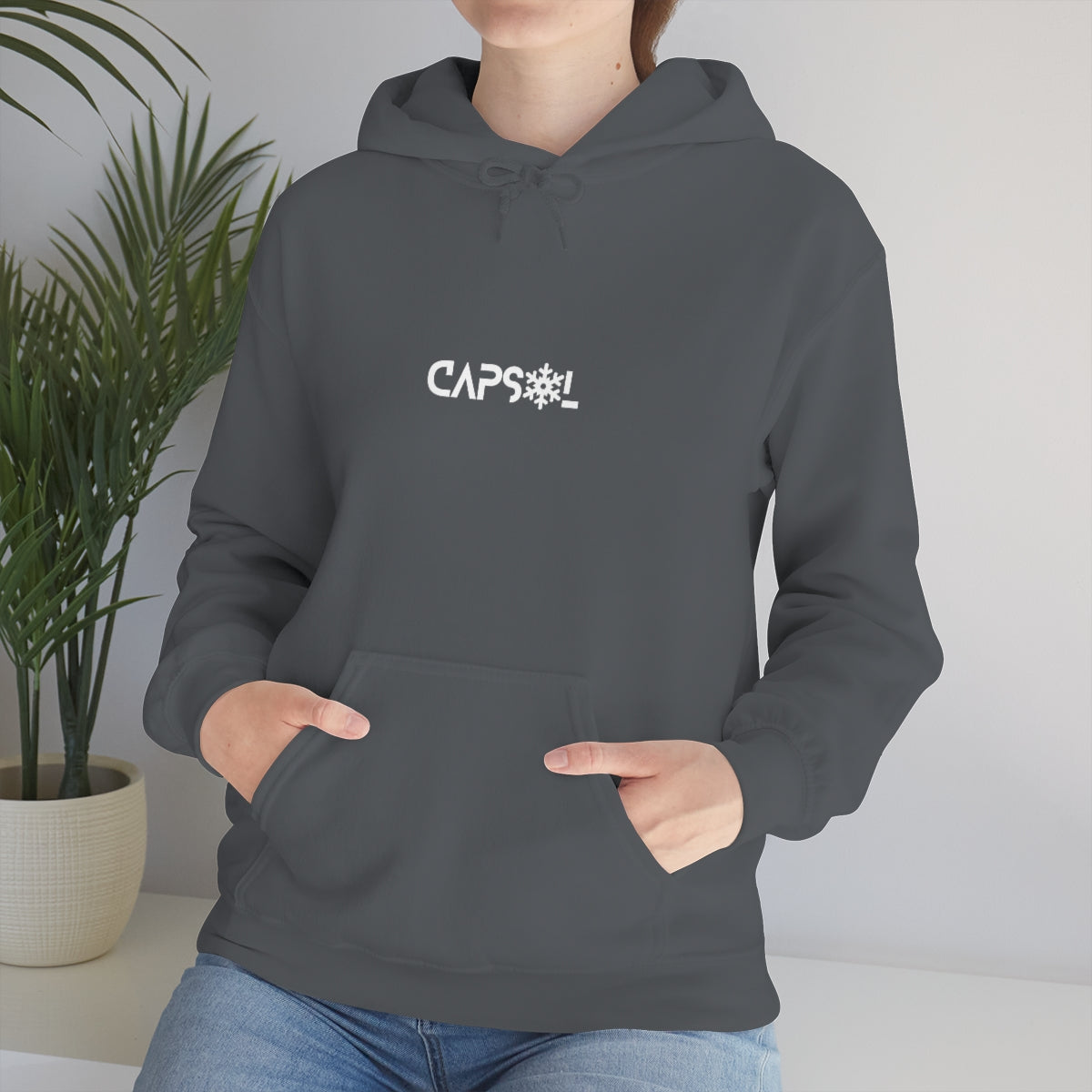 CapSol (front) - white text - SNOWFLAKE - Unisex Heavy Blend™ Hooded Sweatshirt