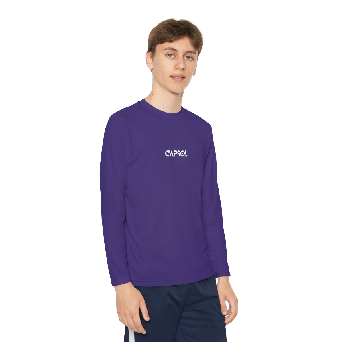 CapSol (front) - b/w text - Youth Long Sleeve Competitor Tee