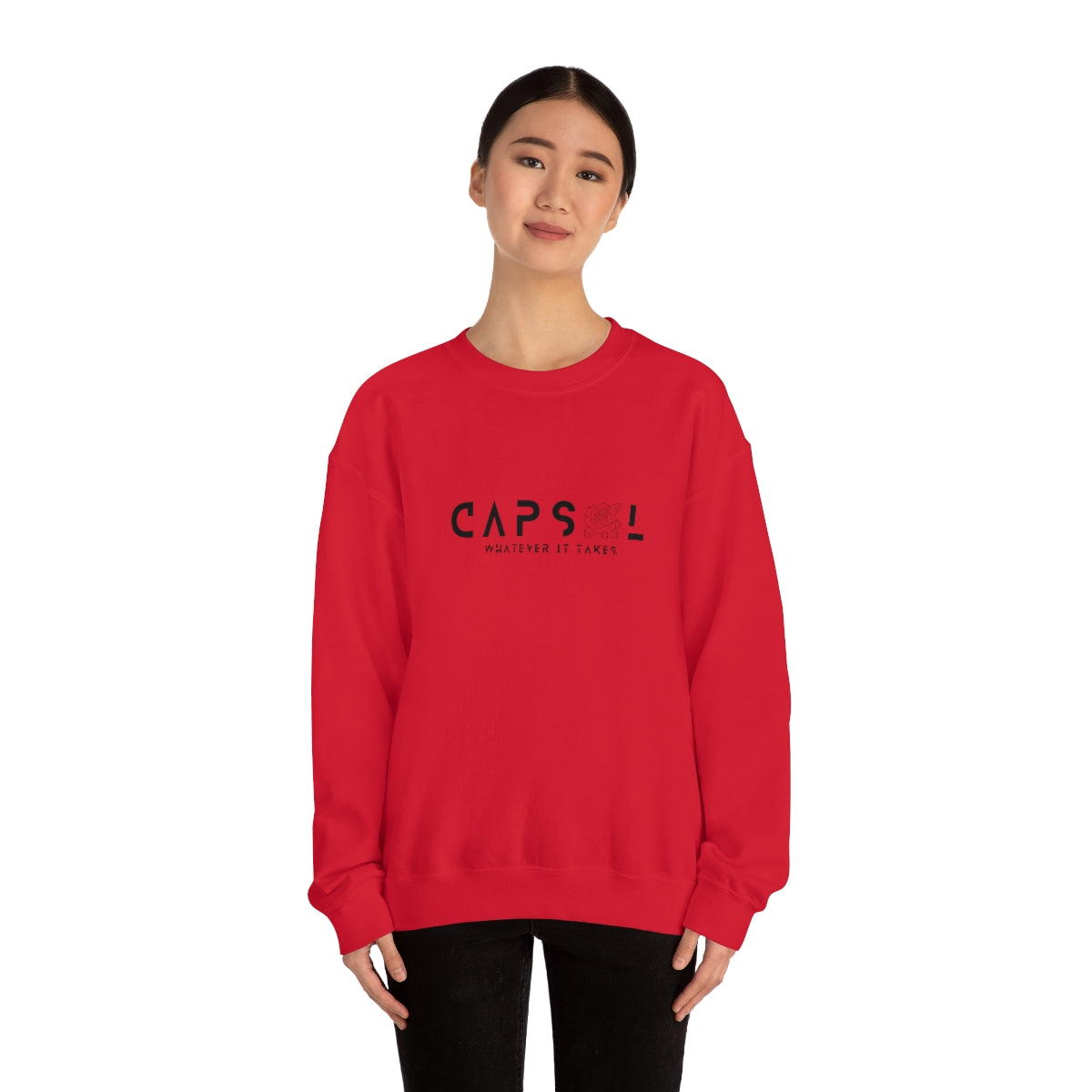 Rose - black text - Crewneck Sweatshirt