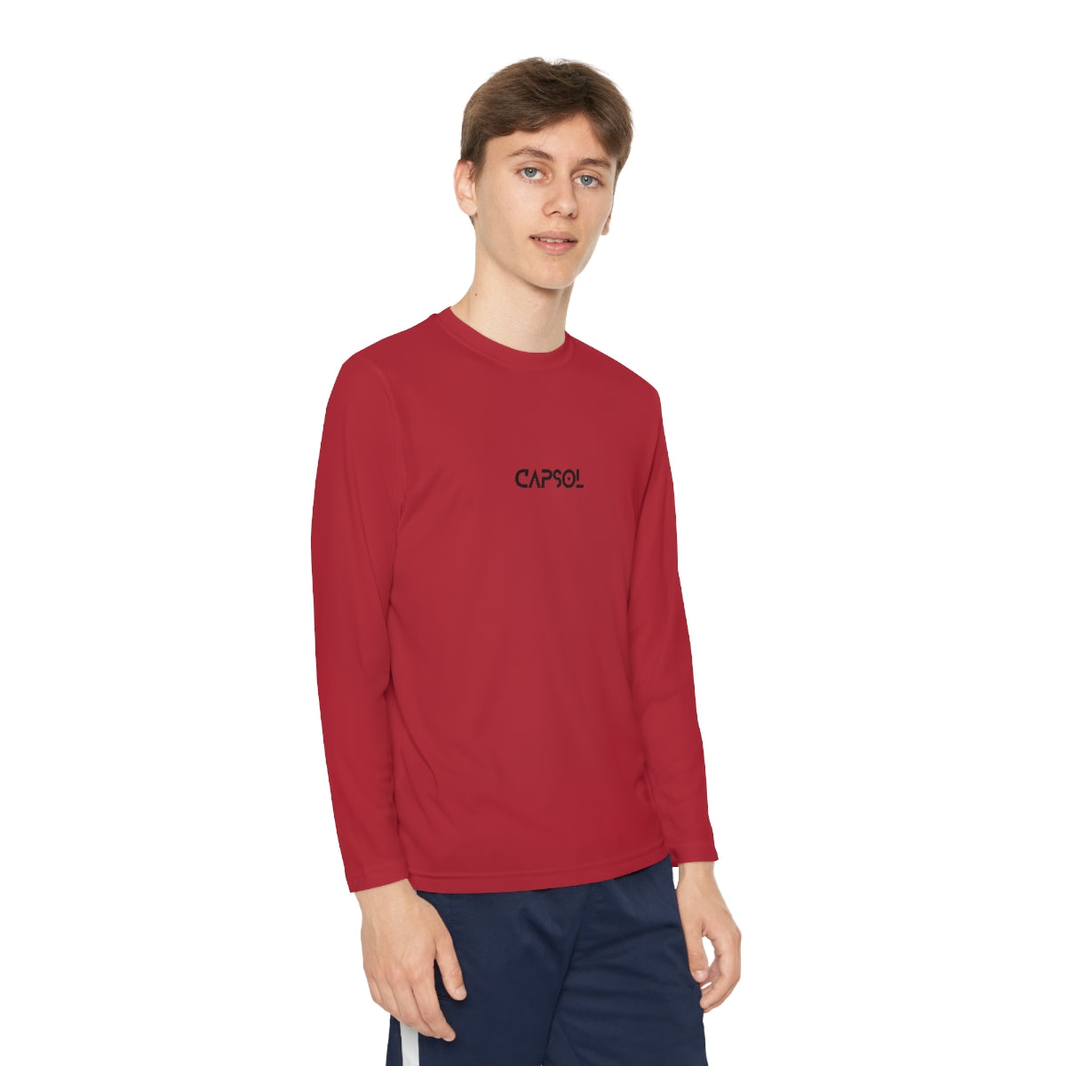 CapSol (front) - b/w text - Youth Long Sleeve Competitor Tee