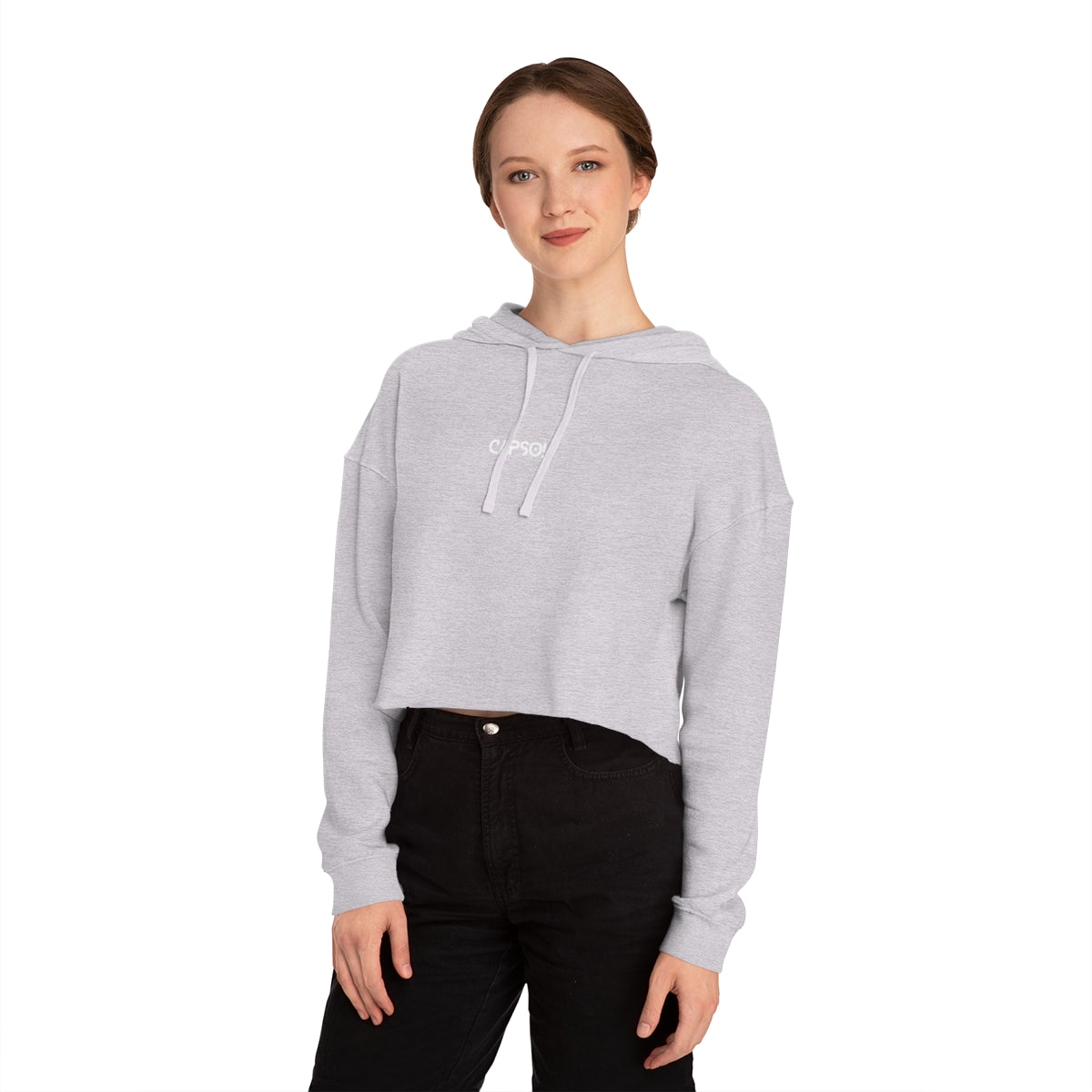 CapSol (front) - white/pink text - Women’s Cropped Hooded Sweatshirt INDEPENDENT