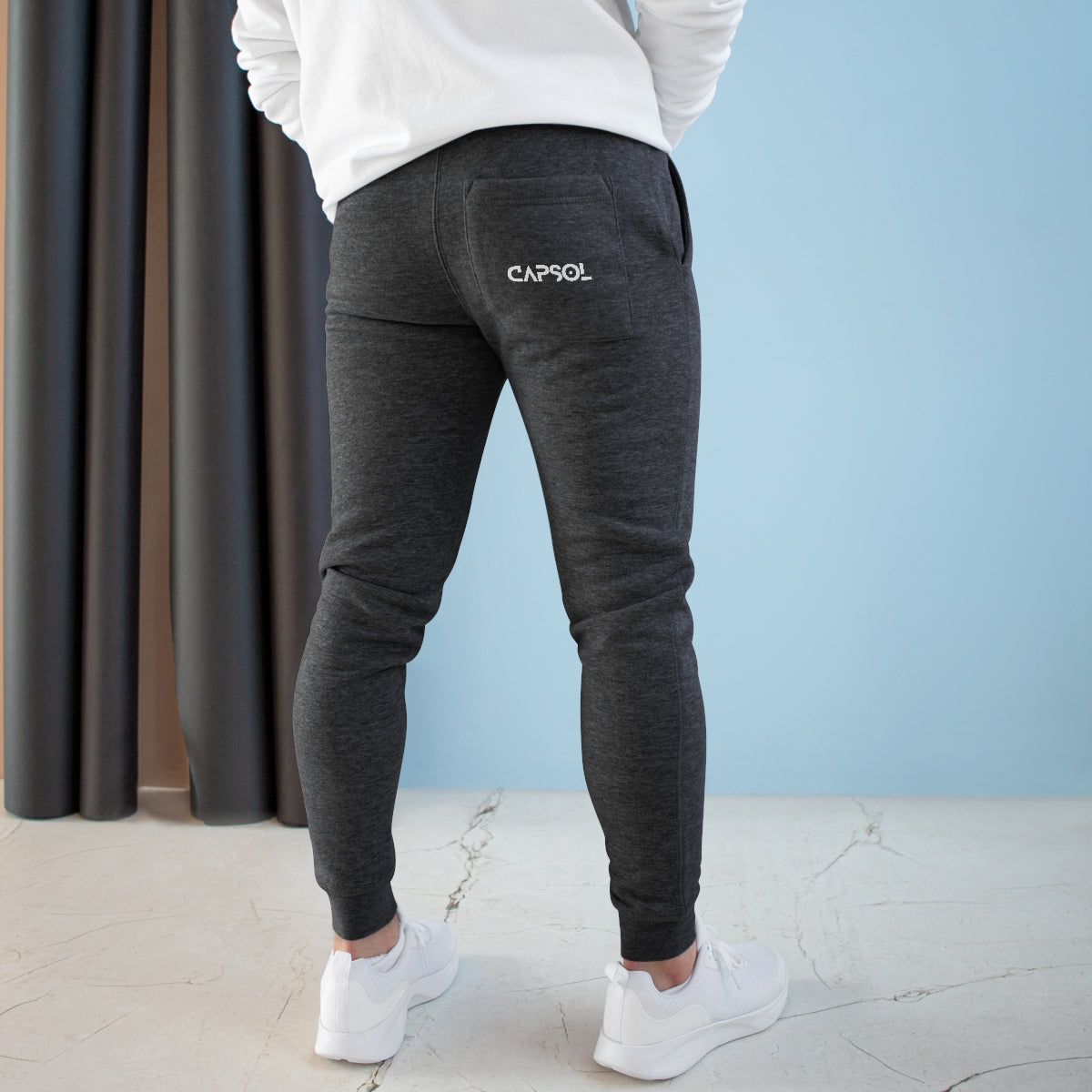 CapSol (pocket) - b/w text - Premium Fleece Joggers