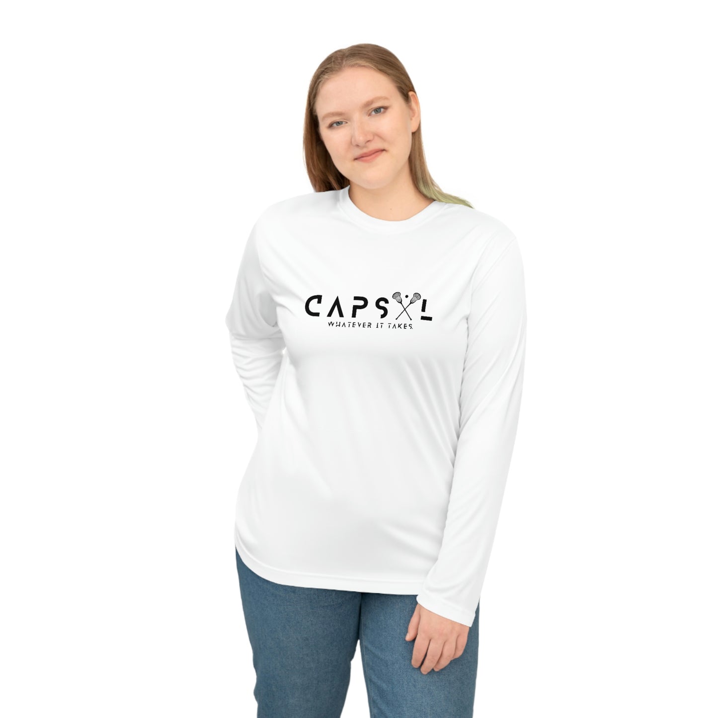 Lacrosse - white text - Performance Long Sleeve Shirt - basic