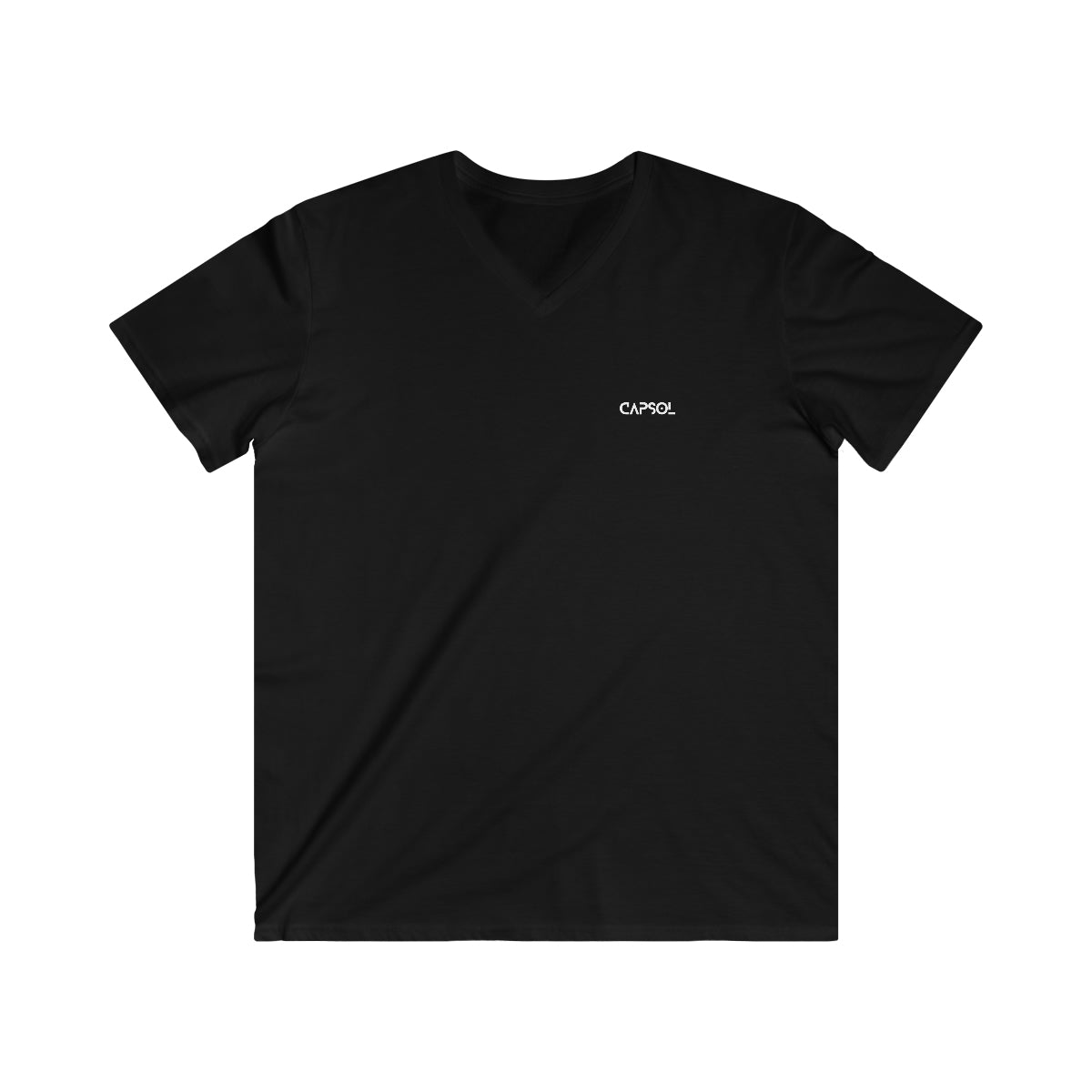 CapSol (front left) - black text - Men's Fitted V-Neck Short Sleeve Tee