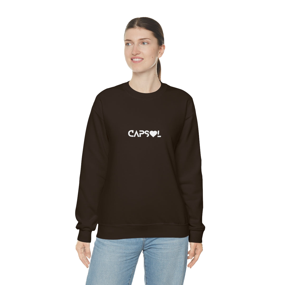 CapSol (front) - white text - VDAY - Unisex Heavy Blend™ Crewneck Sweatshirt