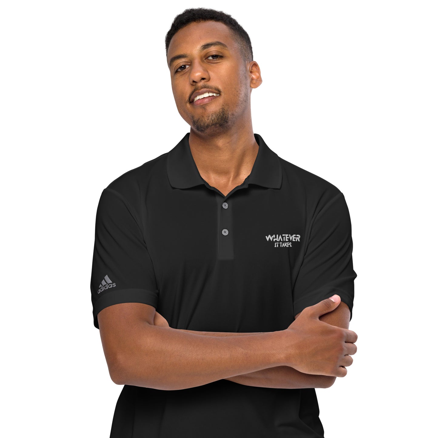 Whatever it takes (front) - white thread - ADIDAS performance polo shirt