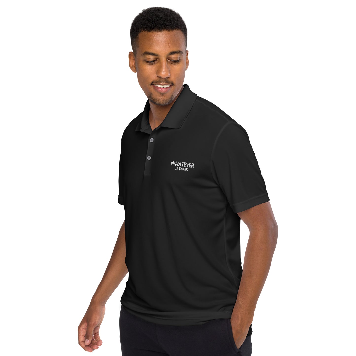 Whatever it takes (front) - white thread - ADIDAS performance polo shirt