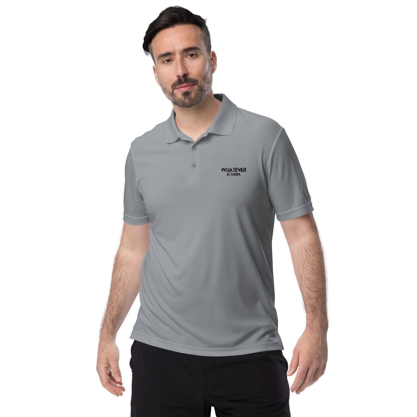 Whatever it takes (front) - black thread - ADIDAS performance polo shirt