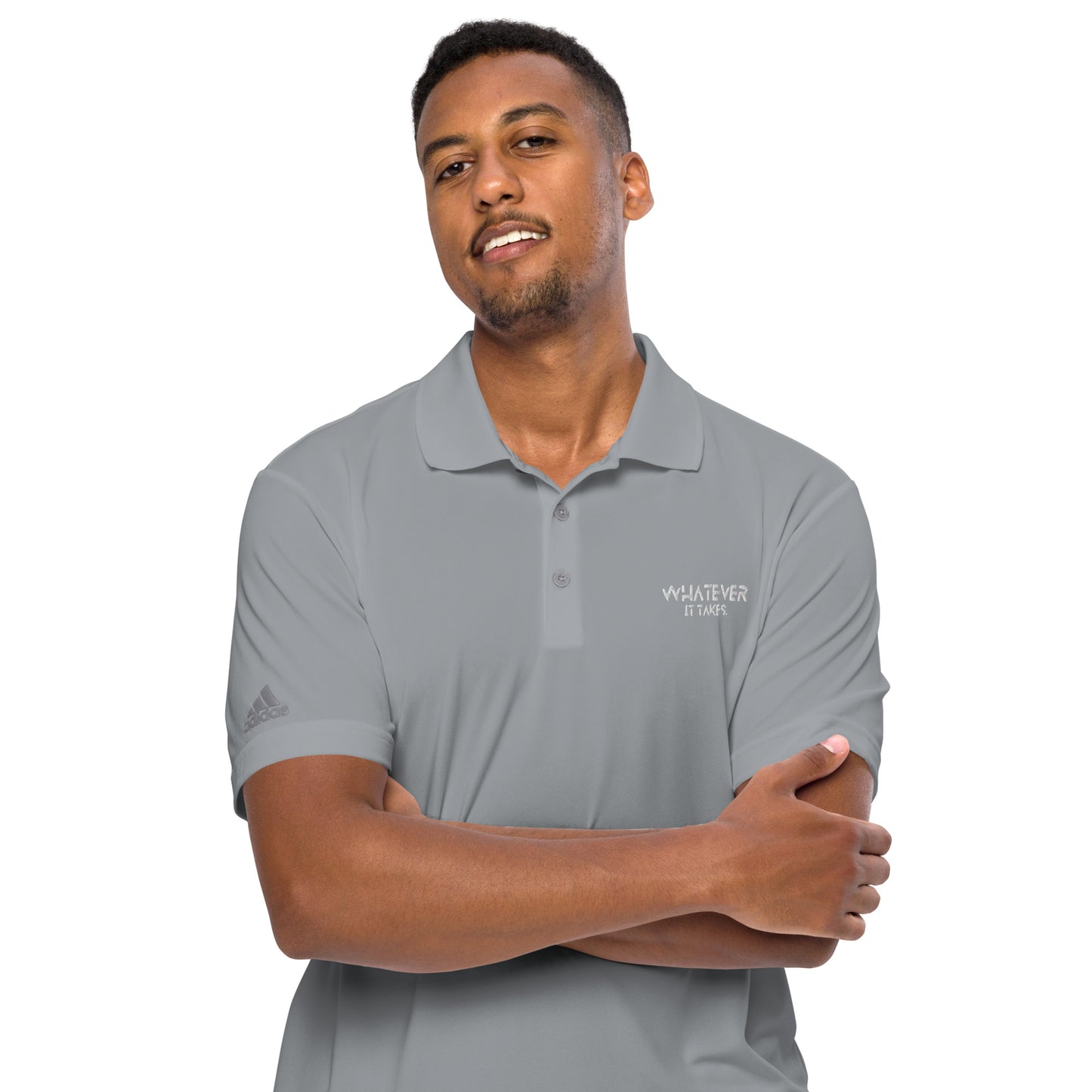 Whatever it takes (front) - white thread - ADIDAS performance polo shirt