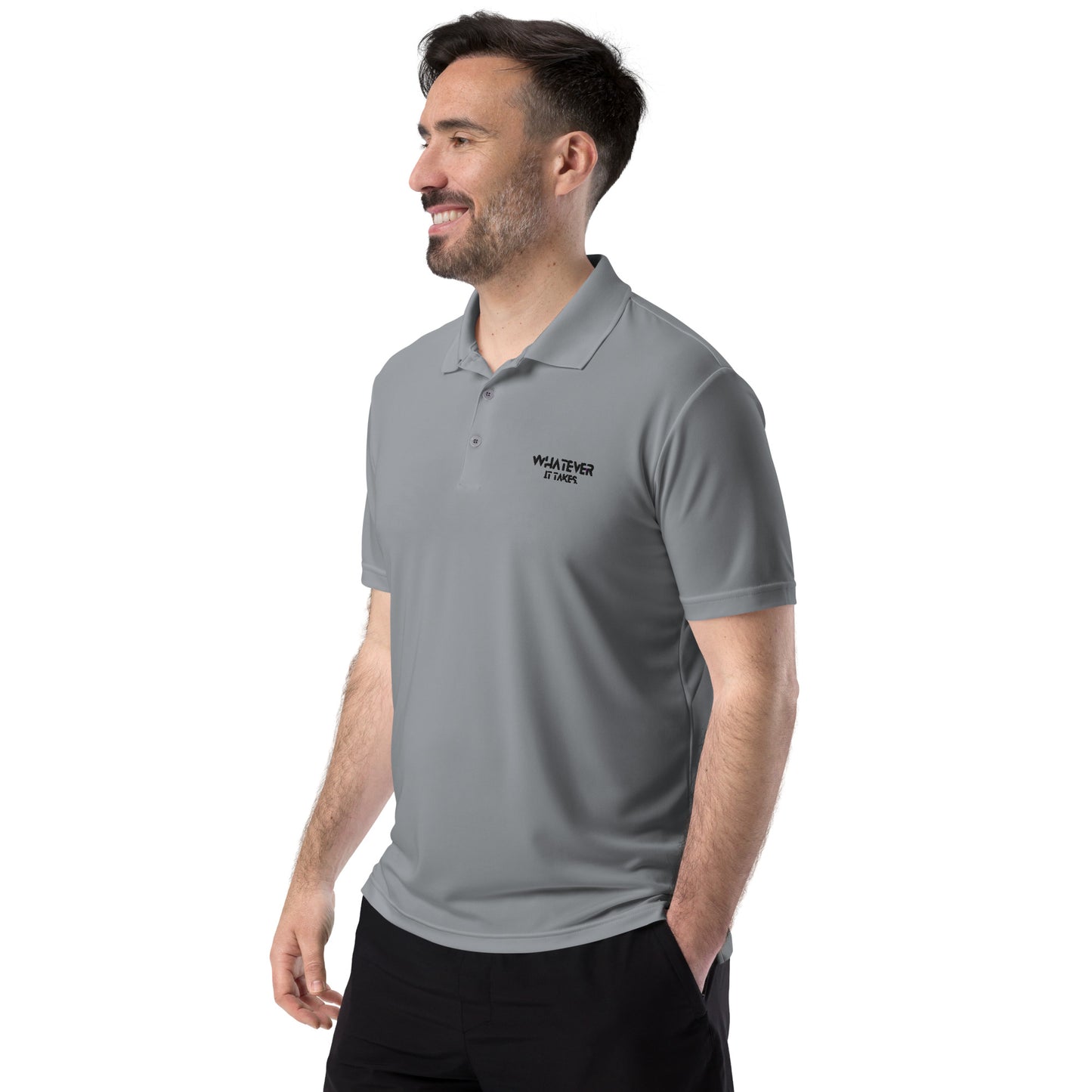 Whatever it takes (front) - black thread - ADIDAS performance polo shirt