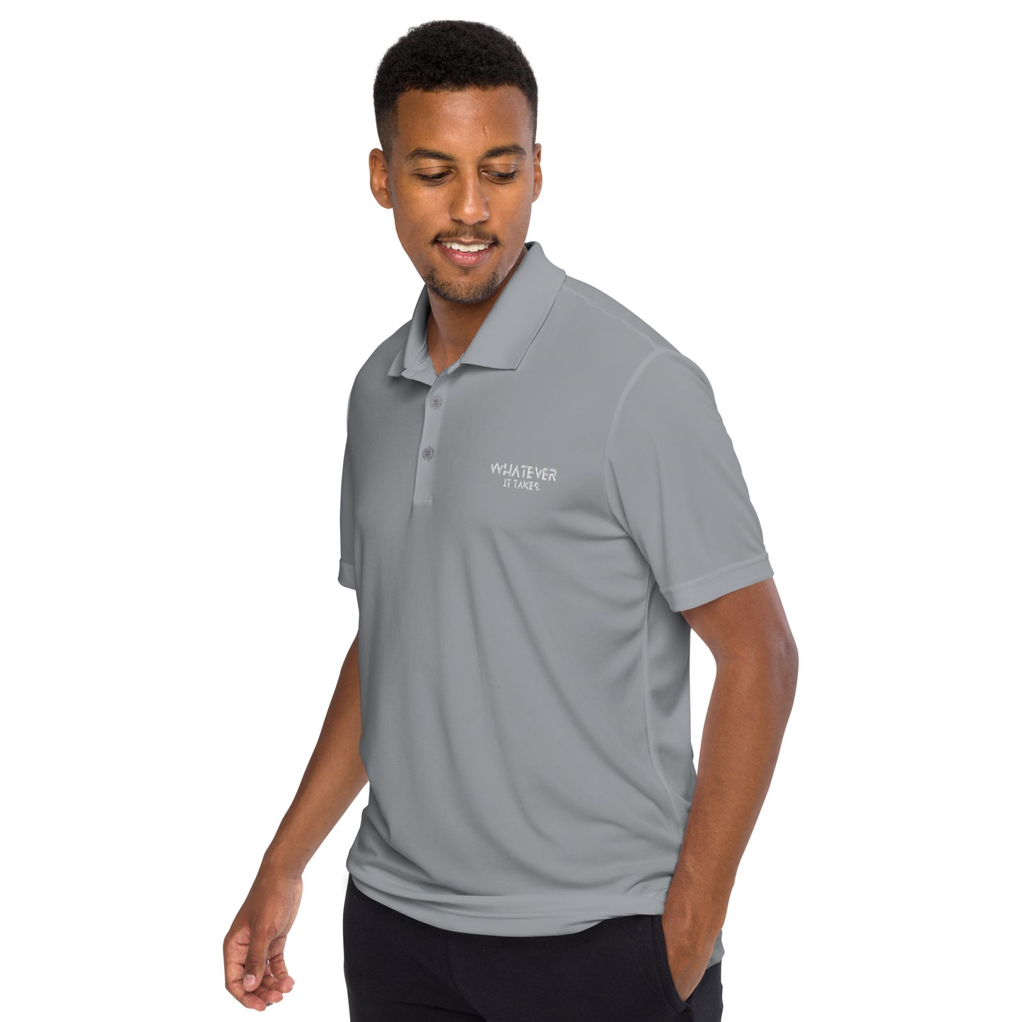 Whatever it takes (front) - white thread - ADIDAS performance polo shirt