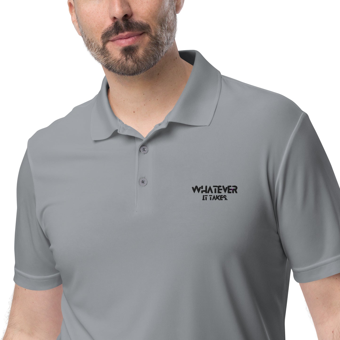 Whatever it takes (front) - black thread - ADIDAS performance polo shirt