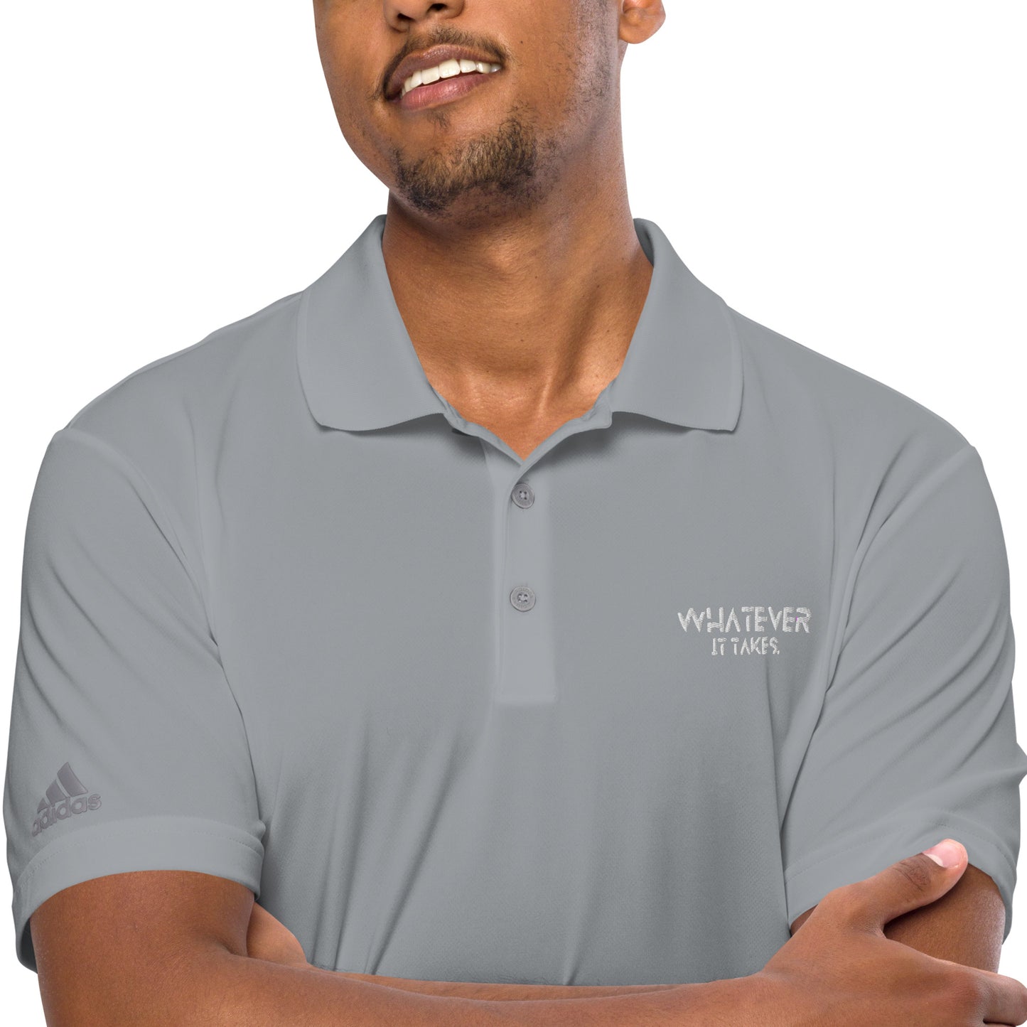 Whatever it takes (front) - white thread - ADIDAS performance polo shirt