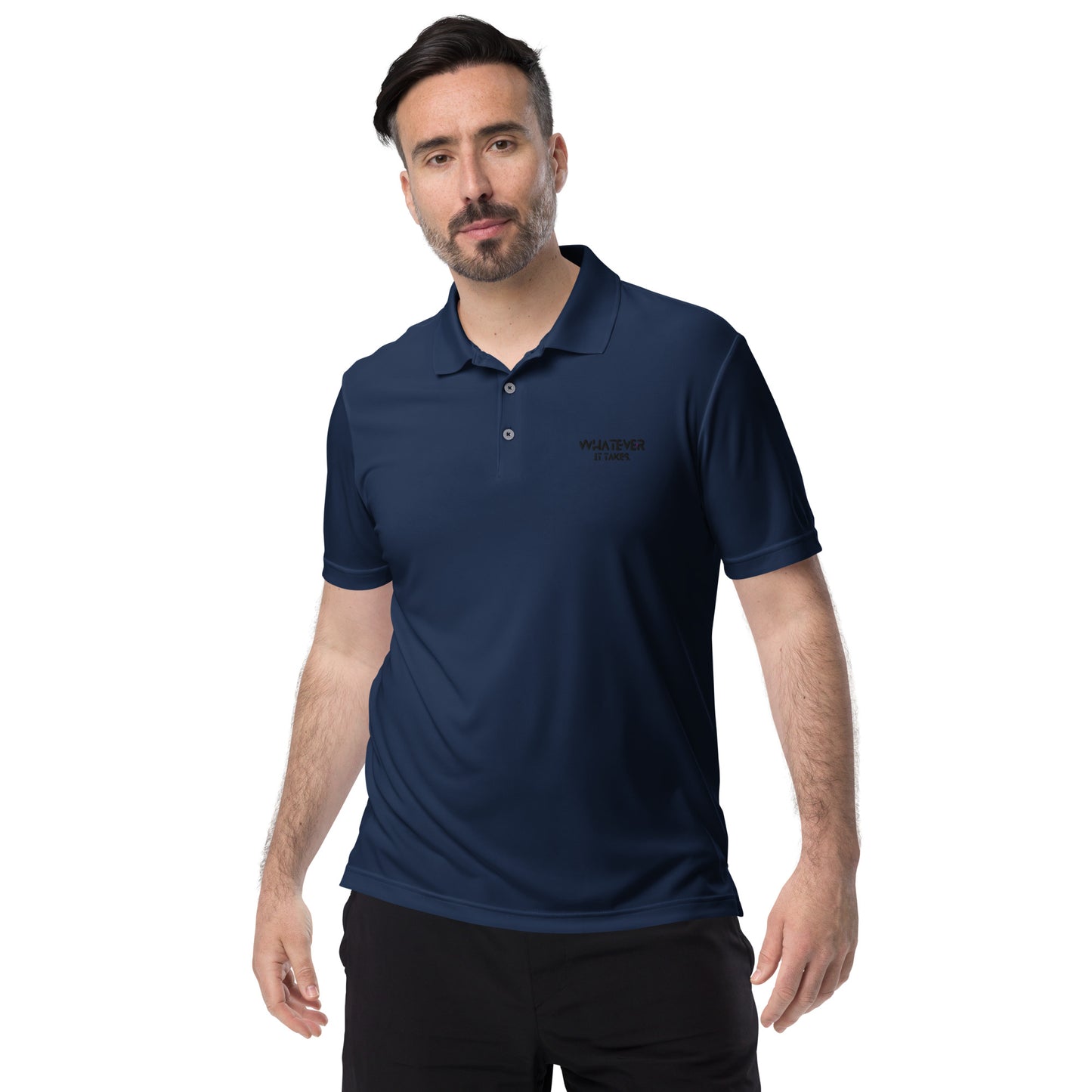 Whatever it takes (front) - black thread - ADIDAS performance polo shirt