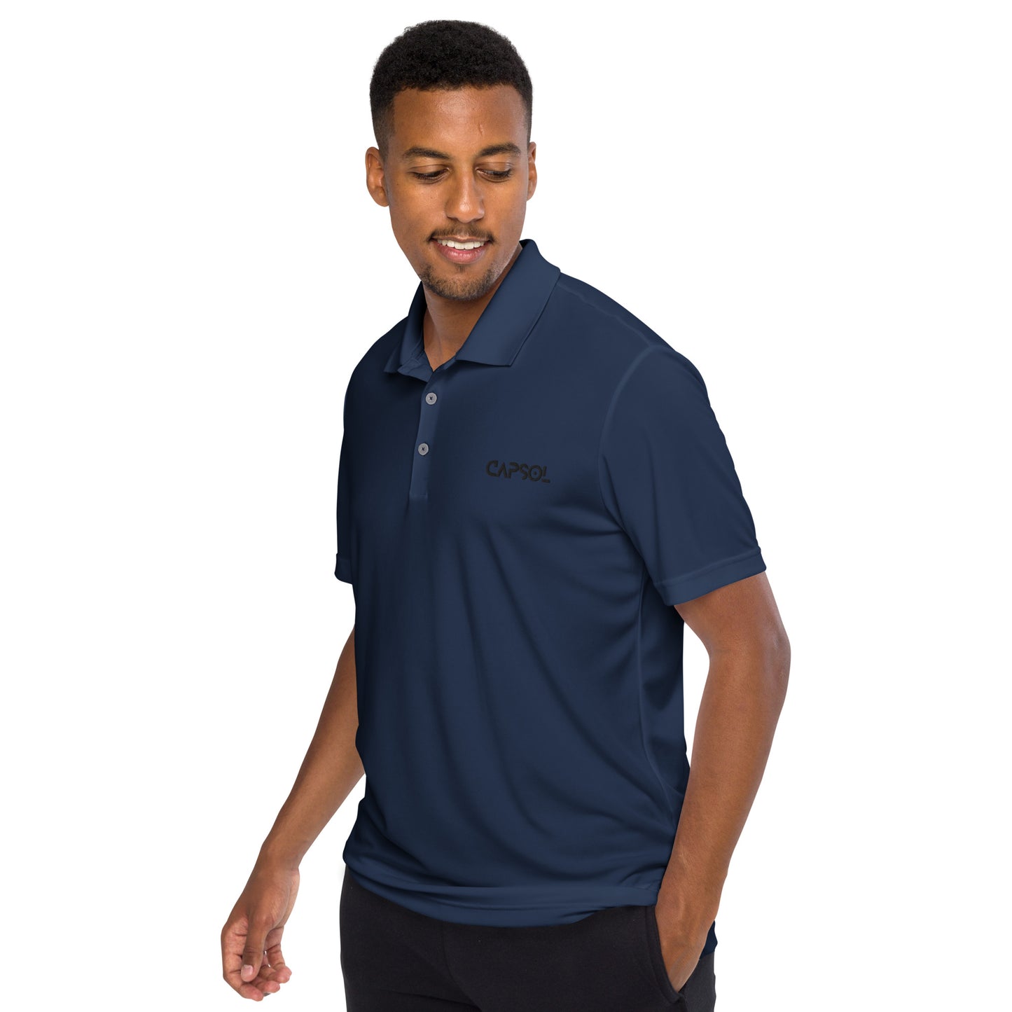 CapSol (front) - black thread - ADIDAS performance polo shirt