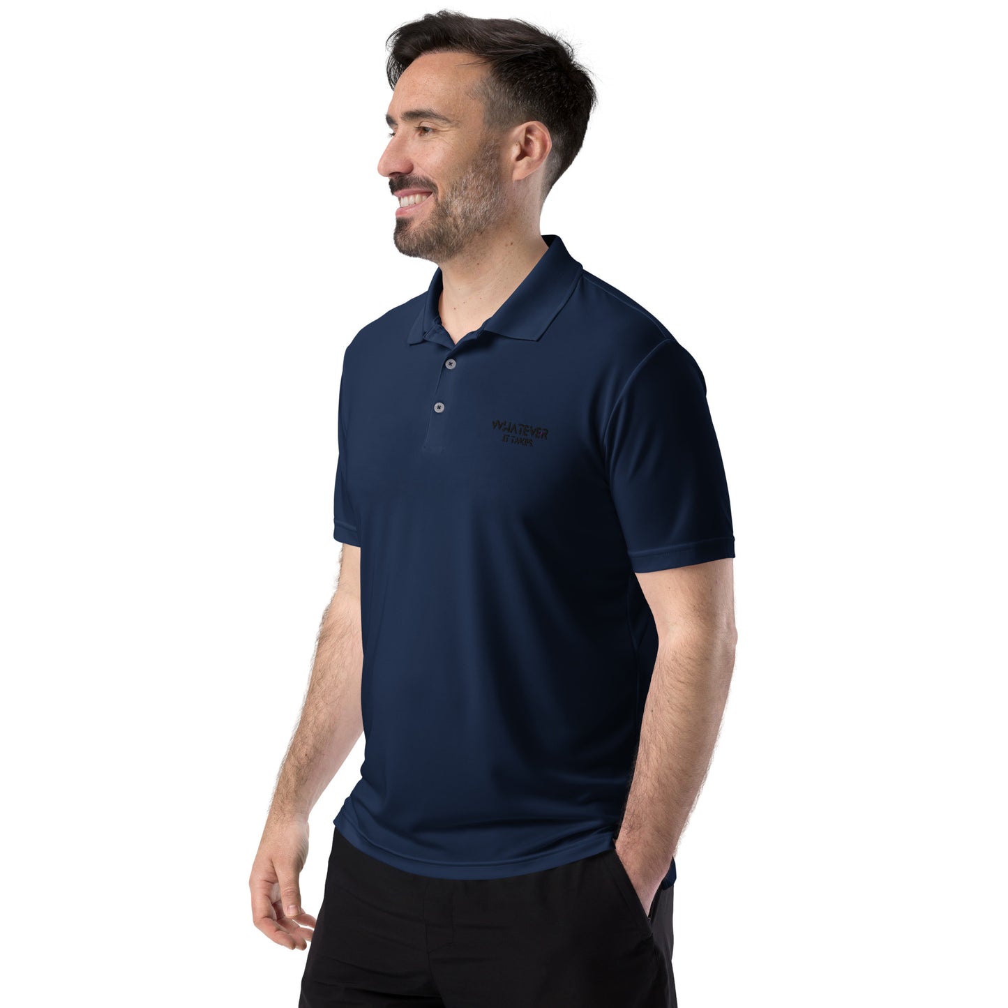 Whatever it takes (front) - black thread - ADIDAS performance polo shirt