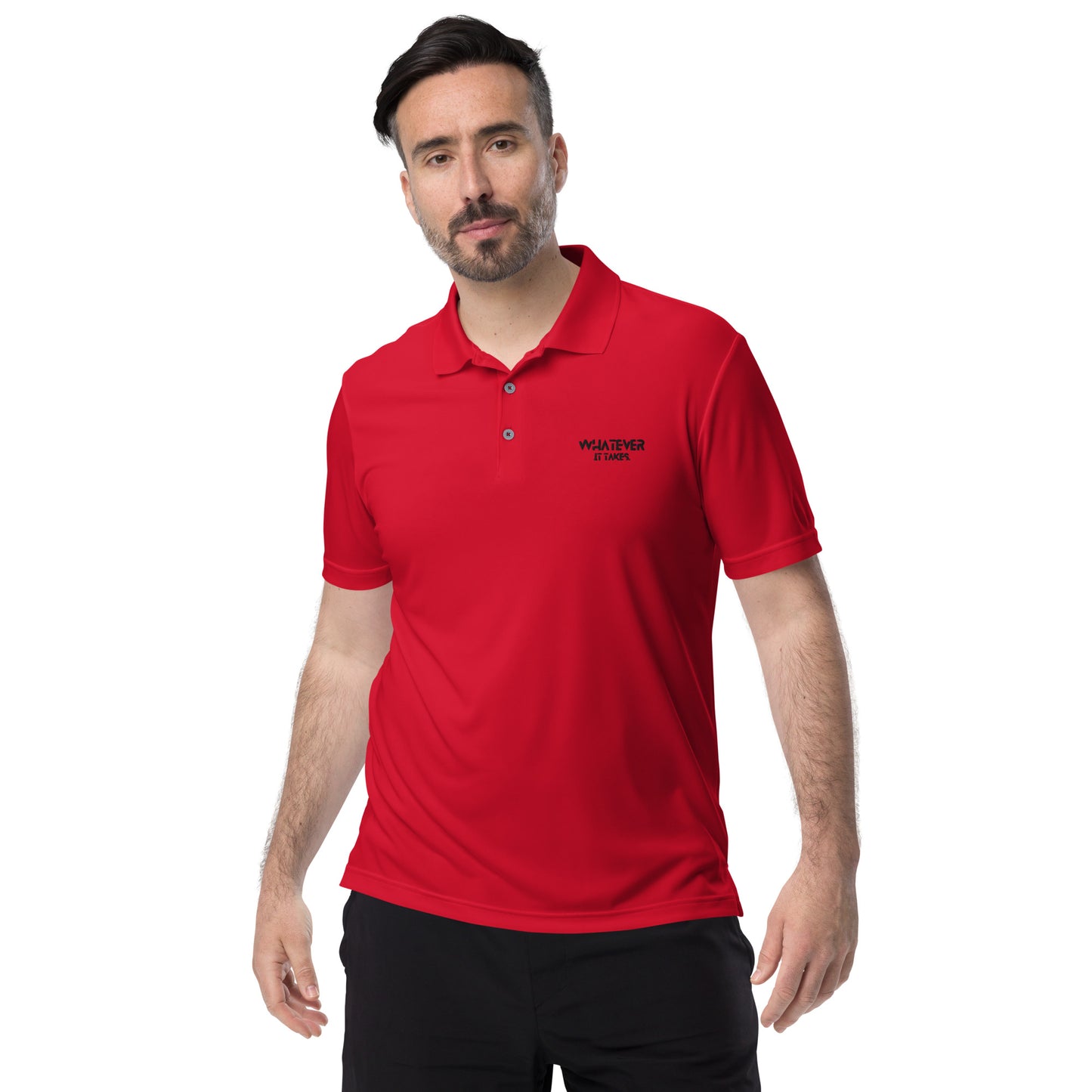 Whatever it takes (front) - black thread - ADIDAS performance polo shirt