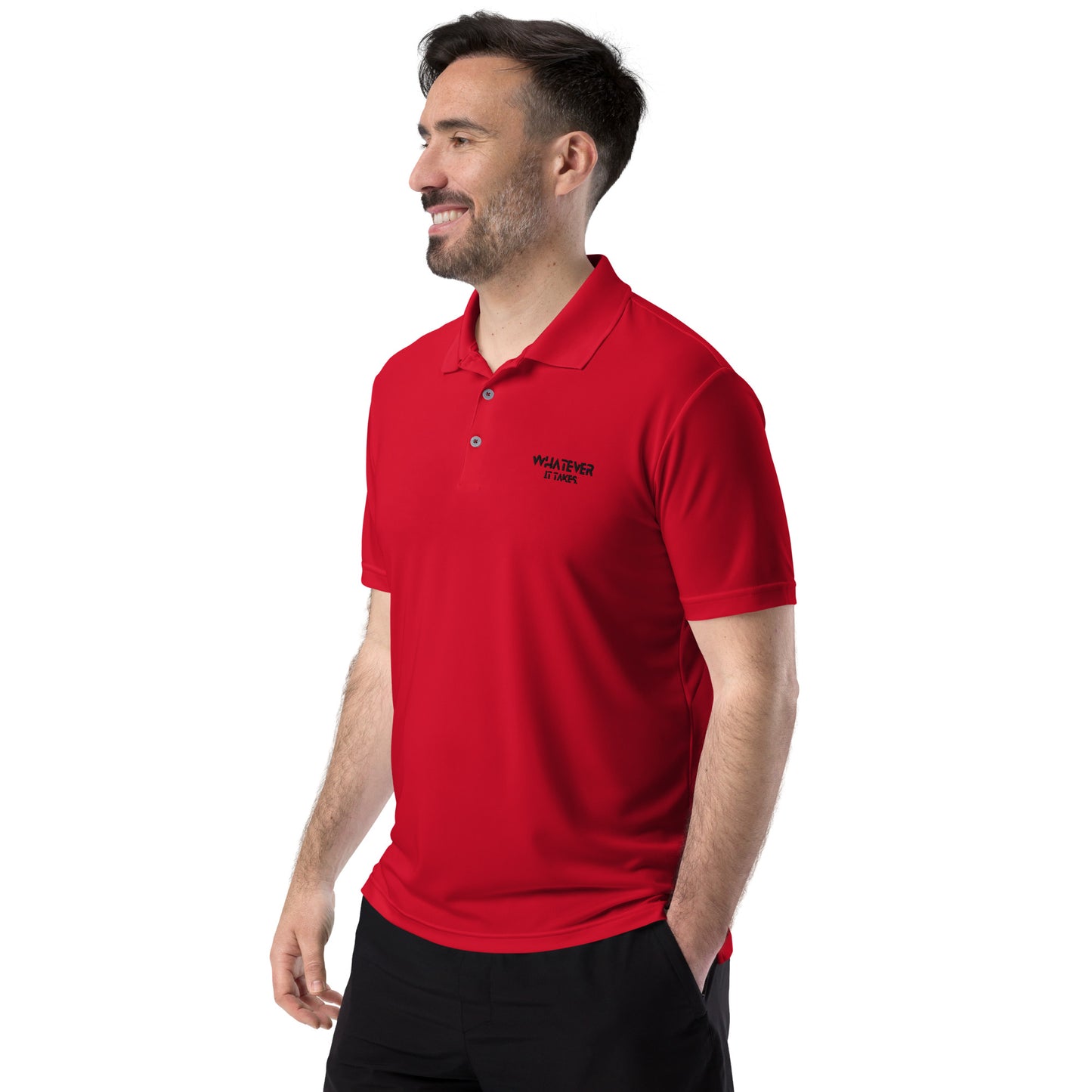 Whatever it takes (front) - black thread - ADIDAS performance polo shirt