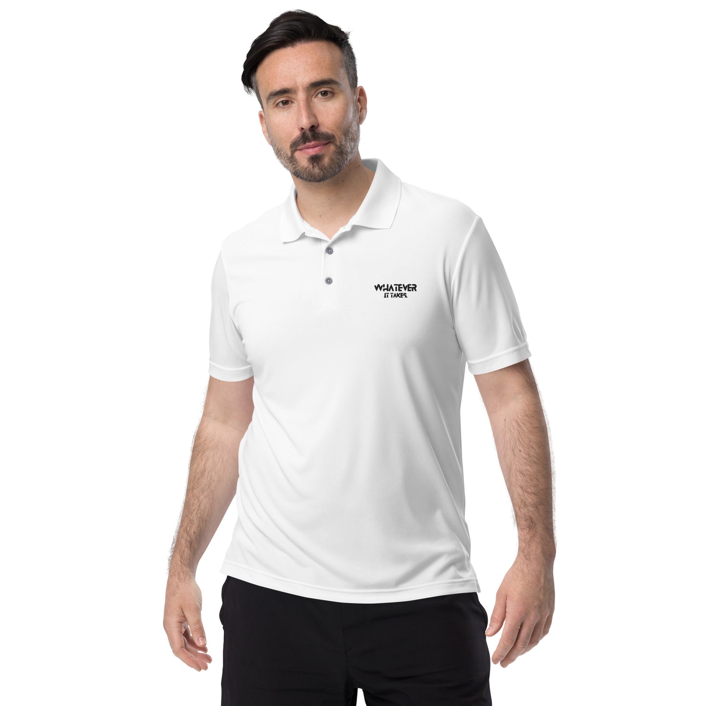 Whatever it takes (front) - black thread - ADIDAS performance polo shirt