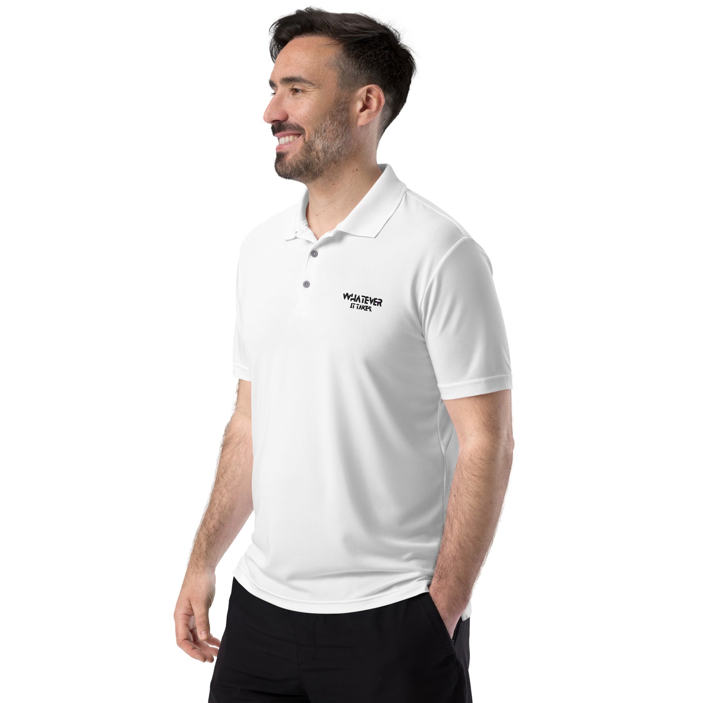 Whatever it takes (front) - black thread - ADIDAS performance polo shirt