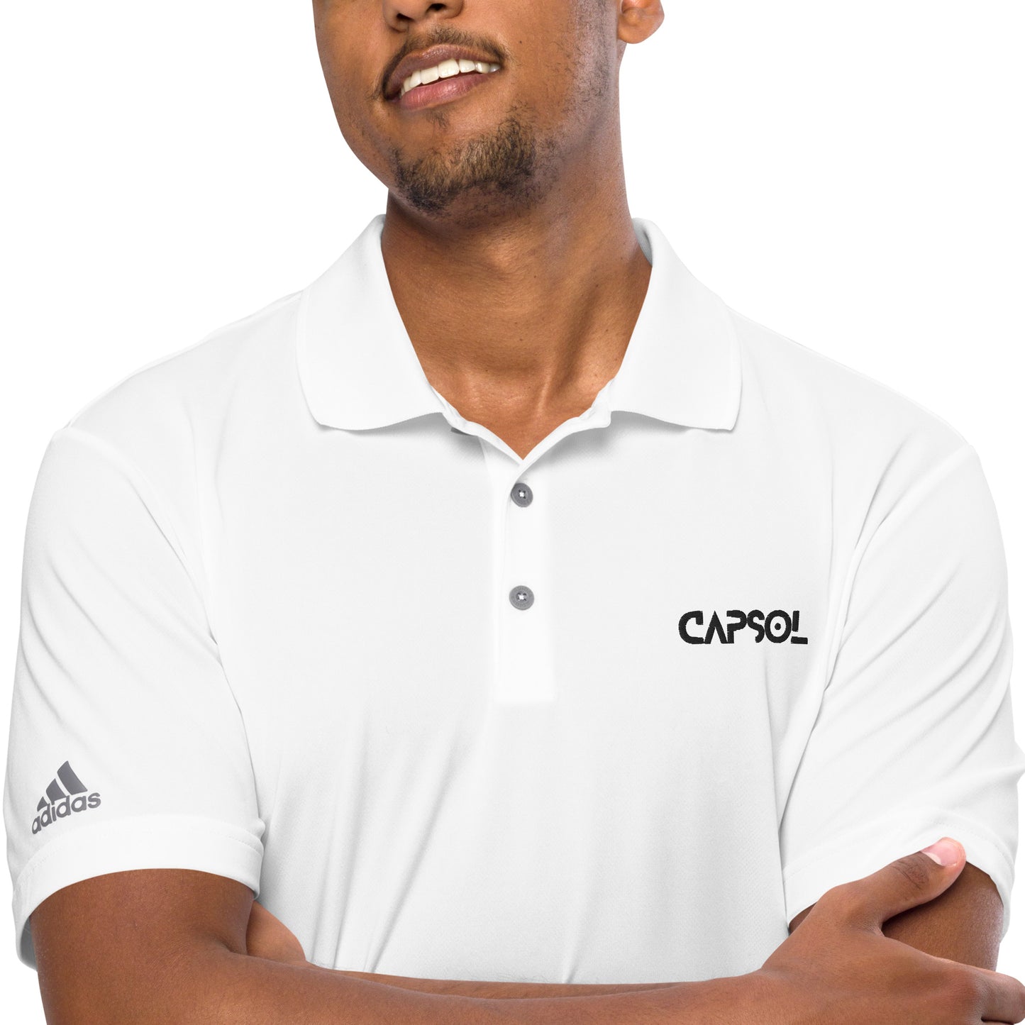 CapSol (front) - black thread - ADIDAS performance polo shirt