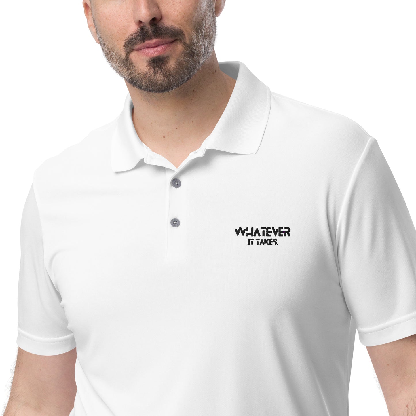 Whatever it takes (front) - black thread - ADIDAS performance polo shirt