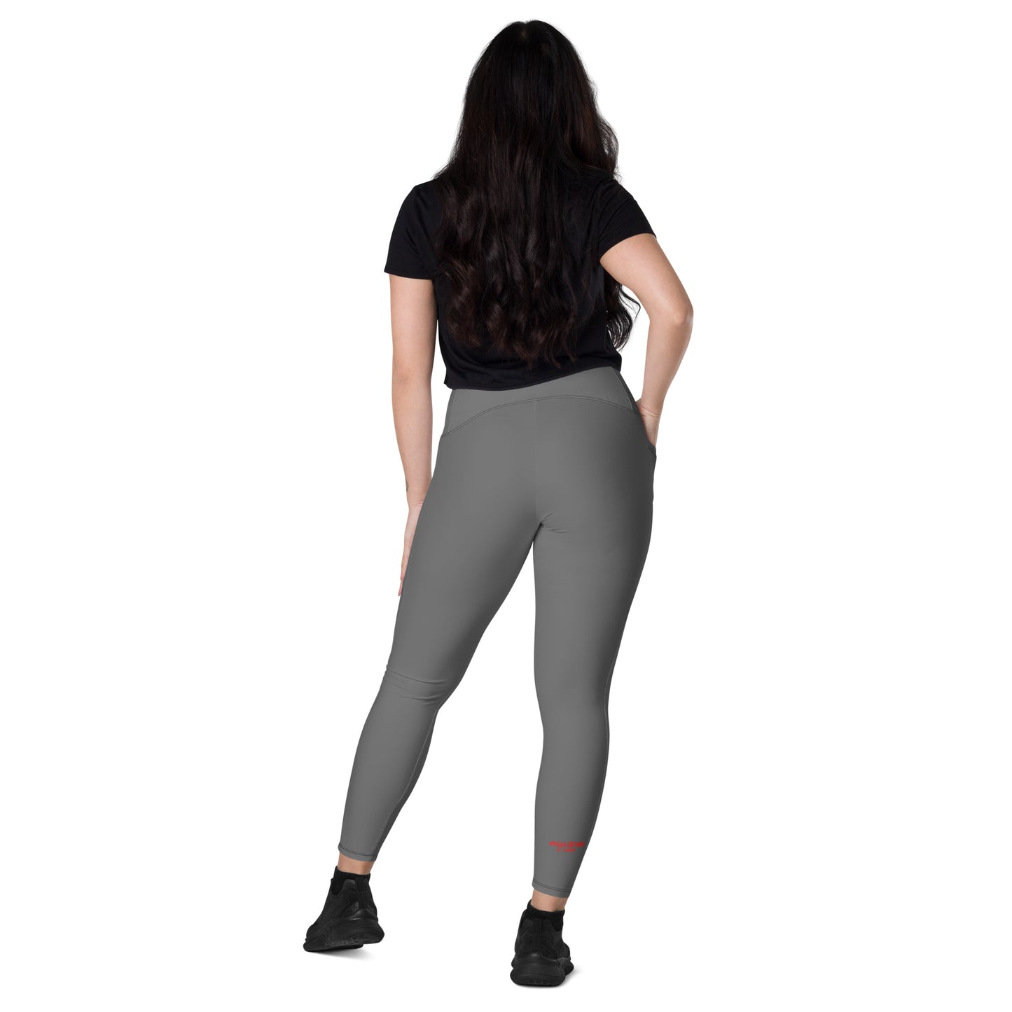 Grey - CapSol (front) / Whatever it takes (back) – bright red text - Leggings with pockets