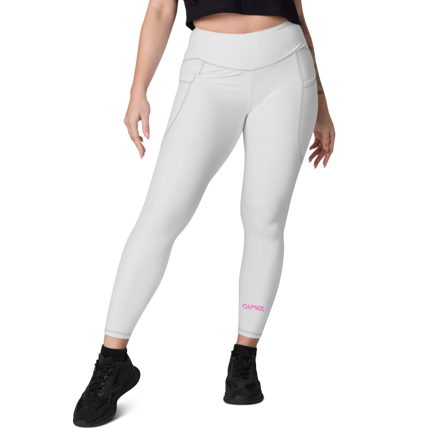 Whisper - CapSol (front) / Whatever it takes (back) - pink text - Leggings with pockets