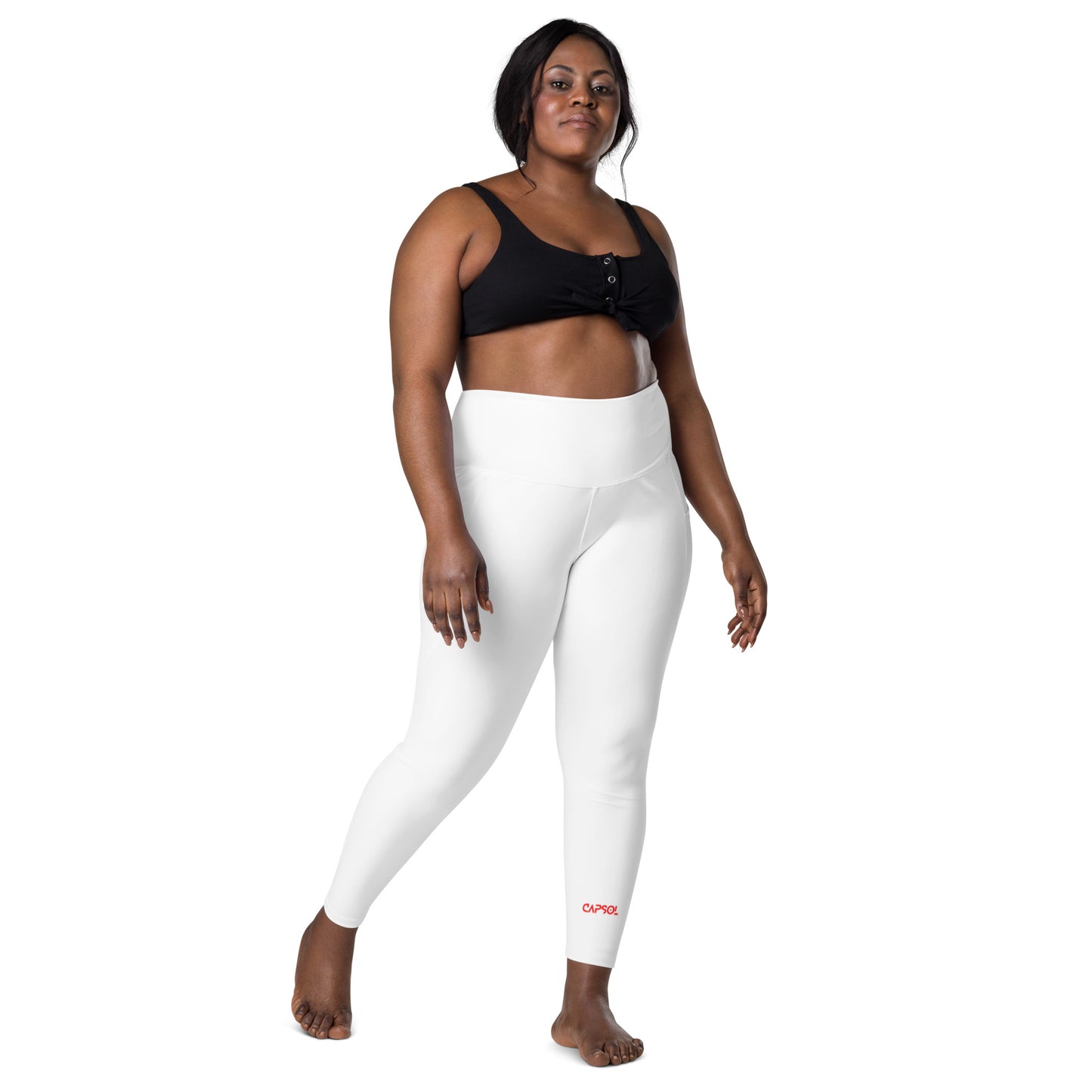 White - CapSol (front) / Whatever it takes (back) – bright red text - Leggings with pockets