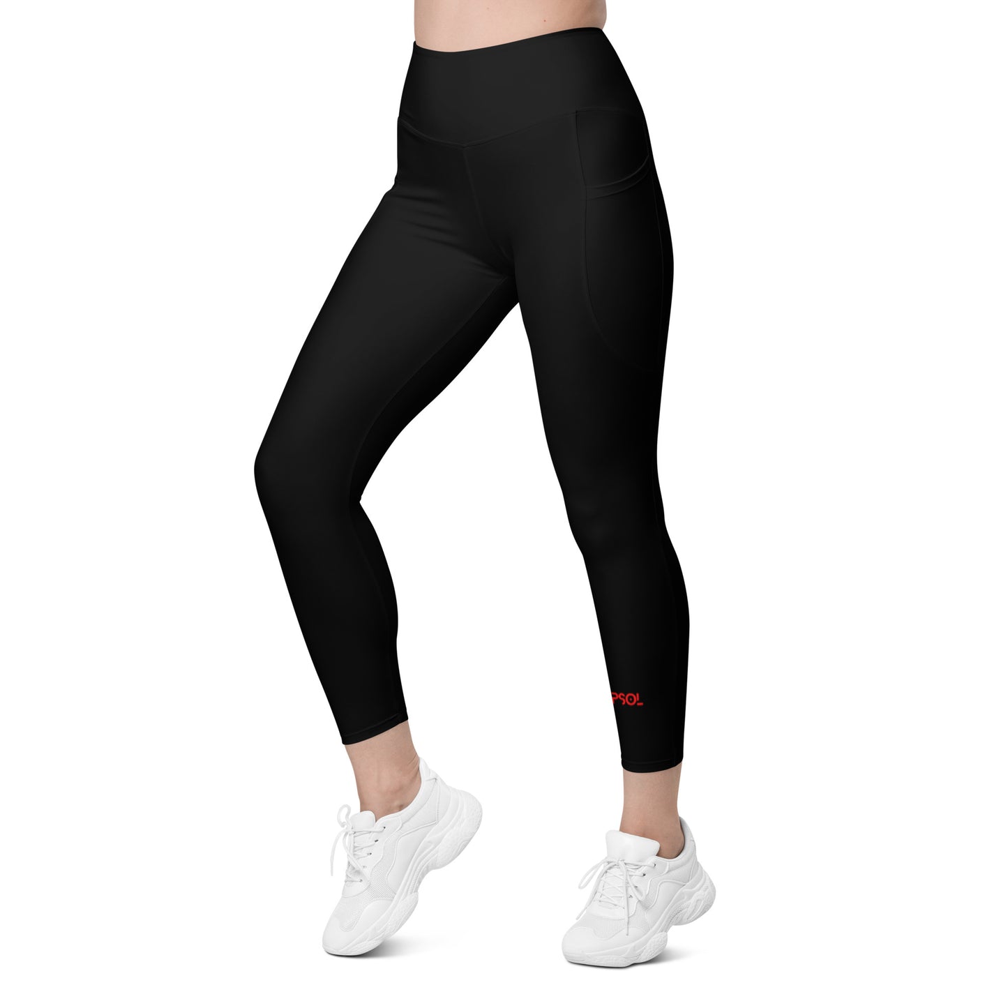 Black - CapSol (front) / Whatever it takes (back) – bright red text - Leggings with pockets