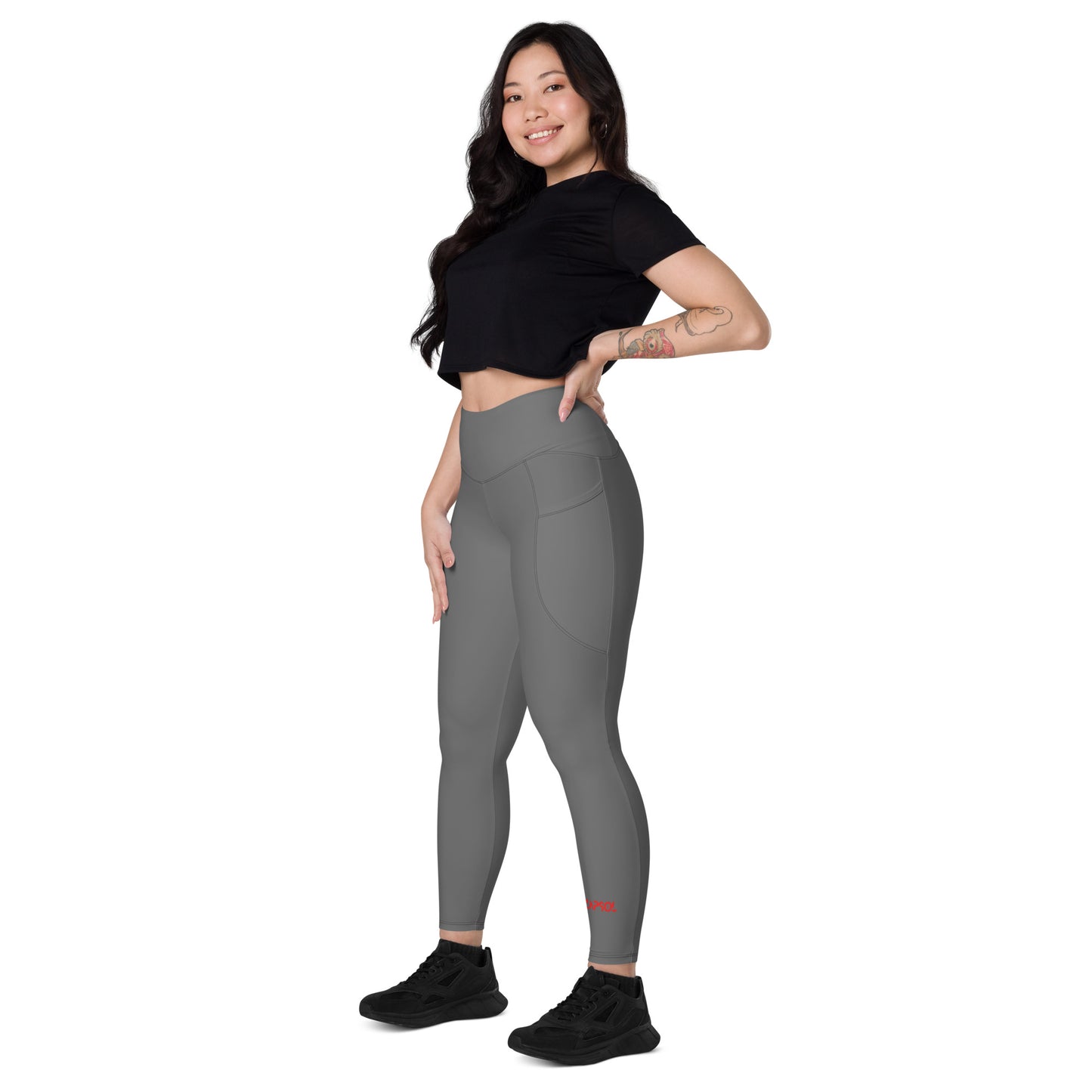 Grey - CapSol (front) / Whatever it takes (back) – bright red text - Leggings with pockets