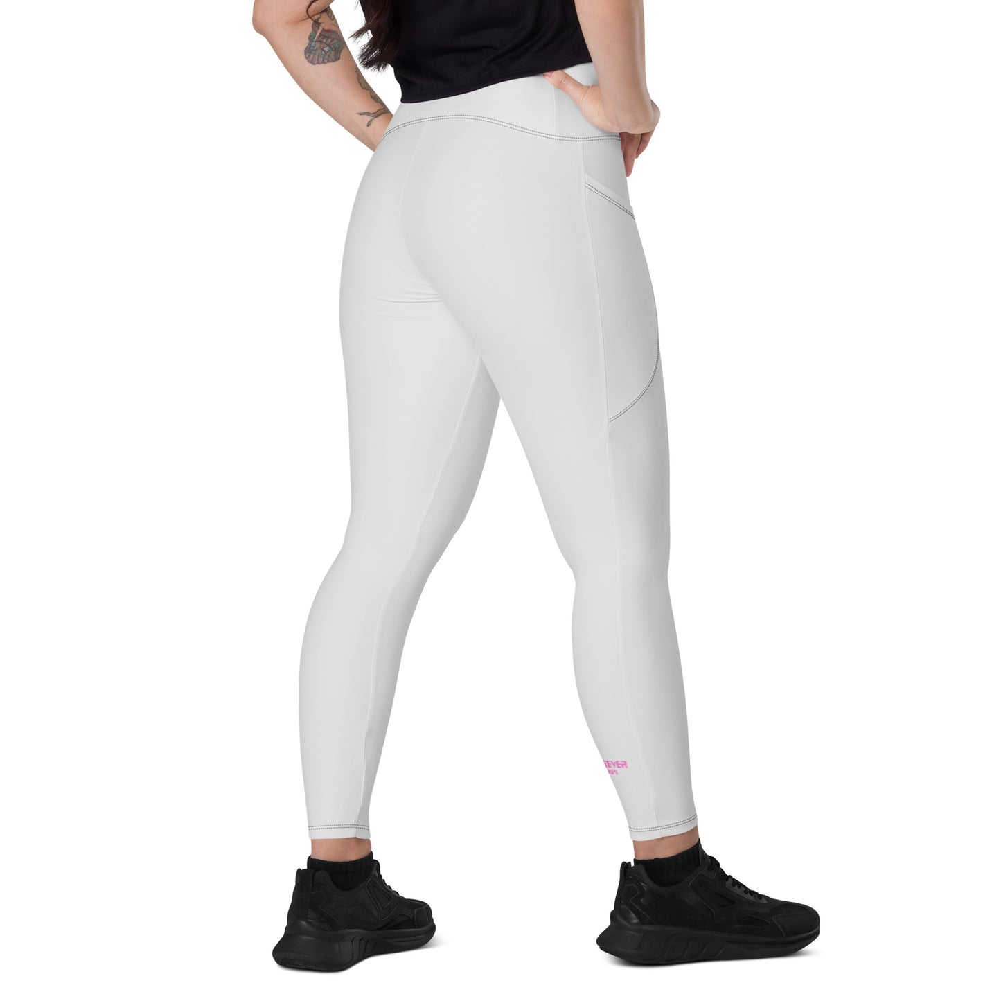 Whisper - CapSol (front) / Whatever it takes (back) - pink text - Leggings with pockets