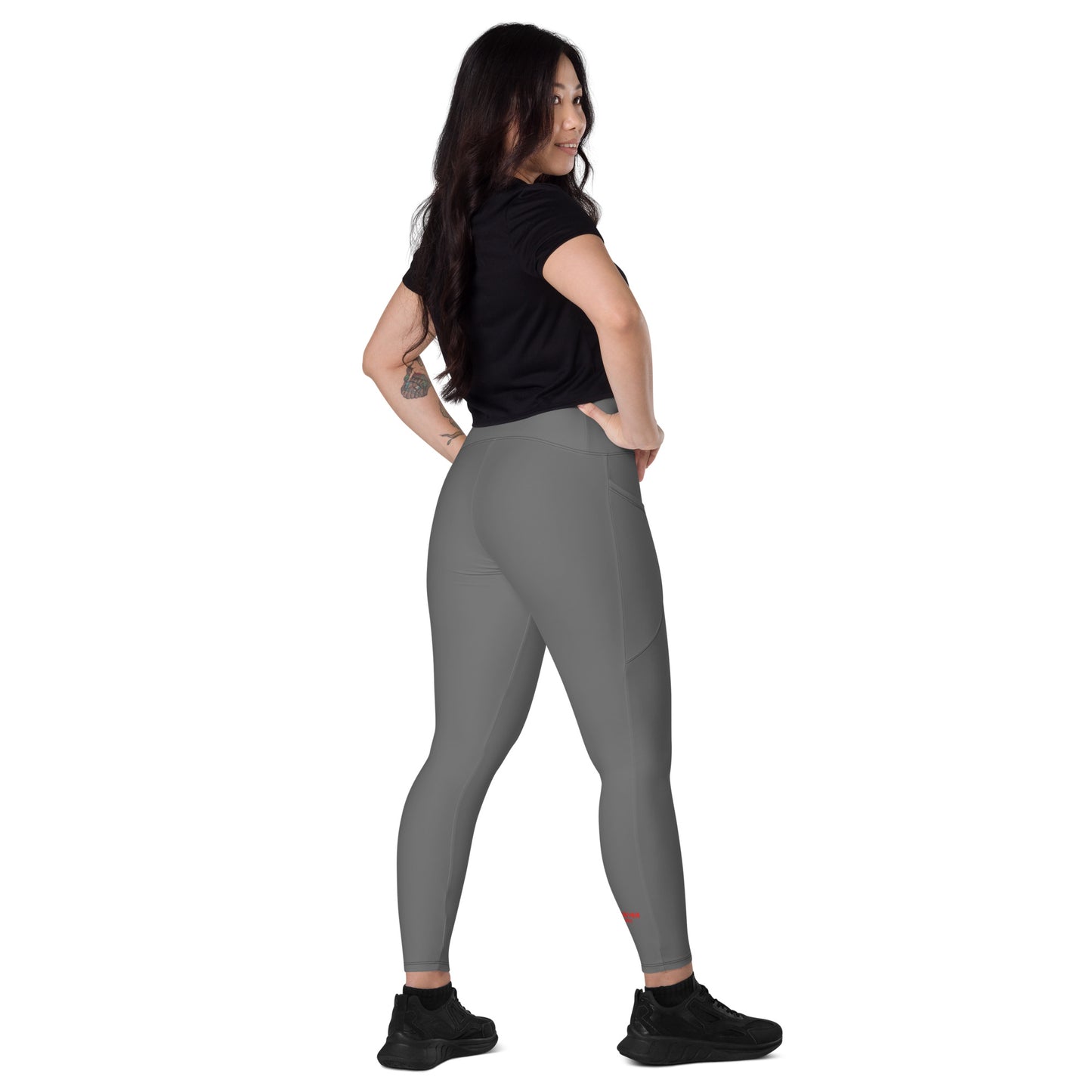 Grey - CapSol (front) / Whatever it takes (back) – bright red text - Leggings with pockets