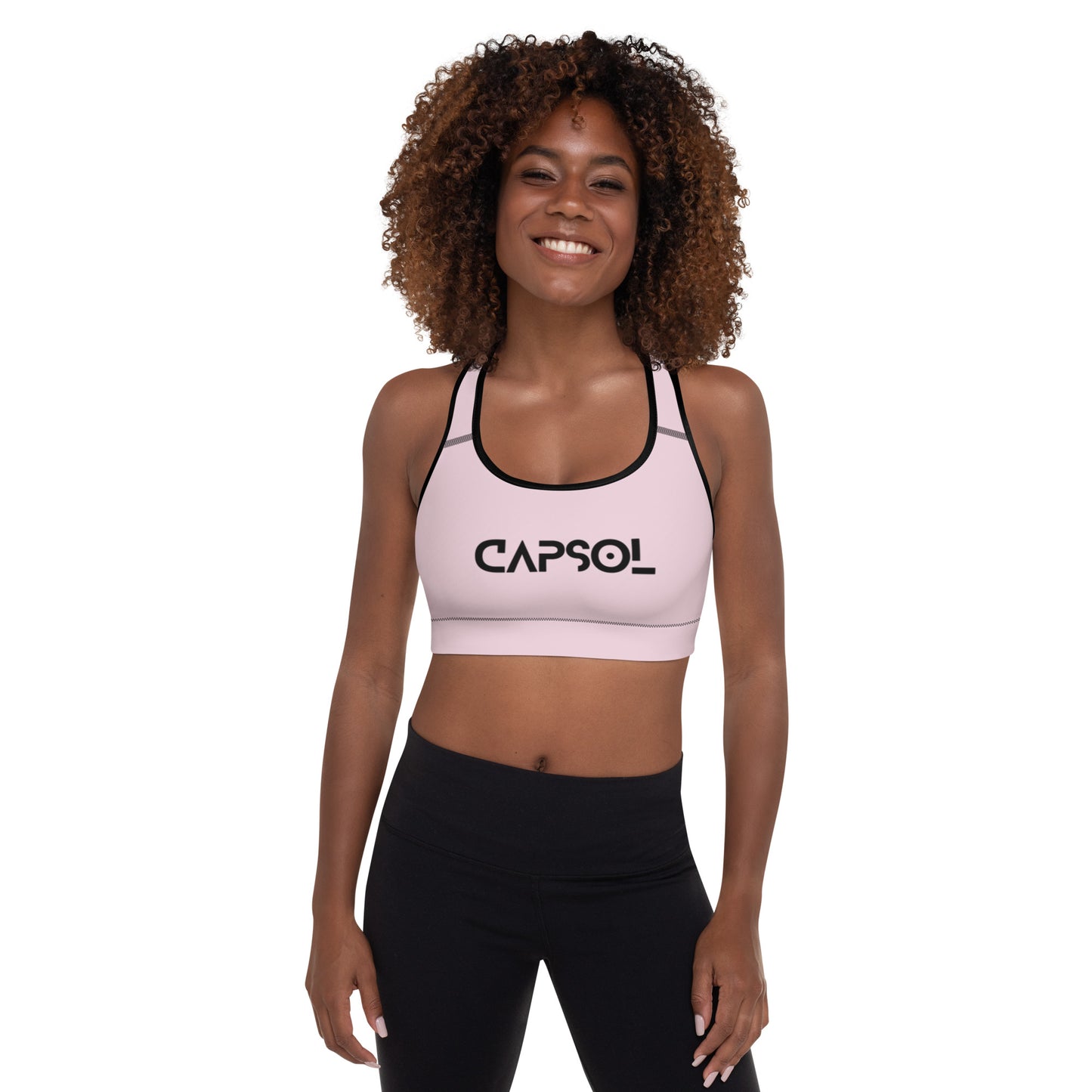 Pink Lace - CapSol (front) / Whatever it takes (back) - black text - Padded Sports Bra