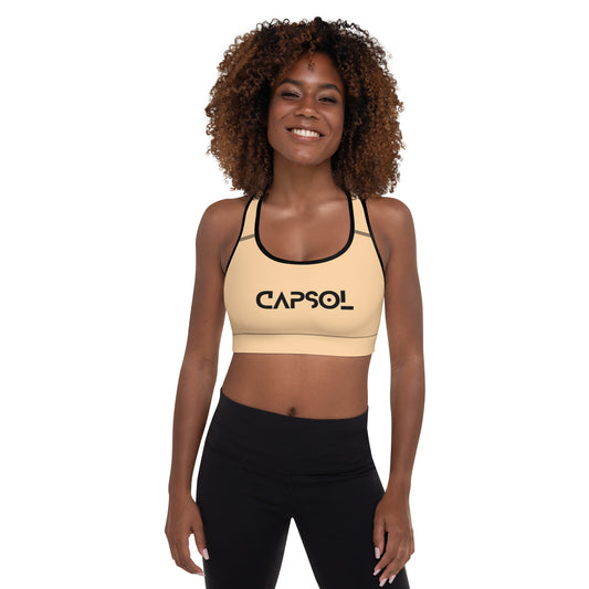 Frangipani - CapSol (front) / Whatever it takes (back) - black text - Padded Sports Bra