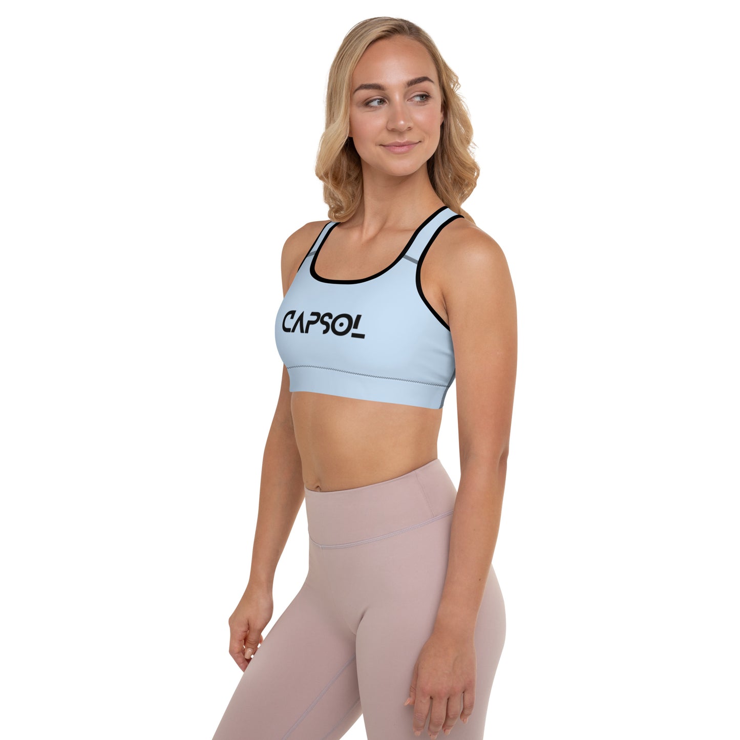 Pattens Blue - CapSol (front) / Whatever it takes (back) - black text - Padded Sports Bra