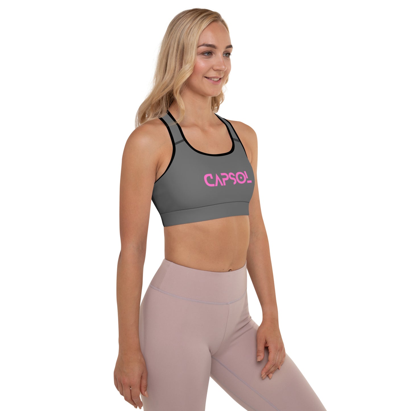 Zambezi - CapSol (front) / Whatever it takes (back) - pink text - Padded Sports Bra