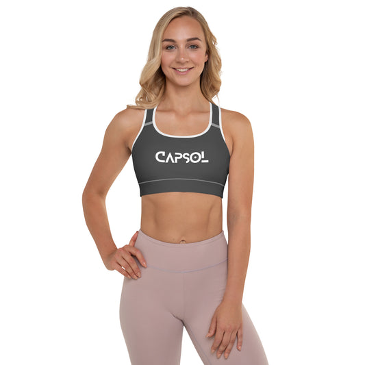 Eclipse - CapSol (front) / Whatever it takes (back) - white text - Padded Sports Bra