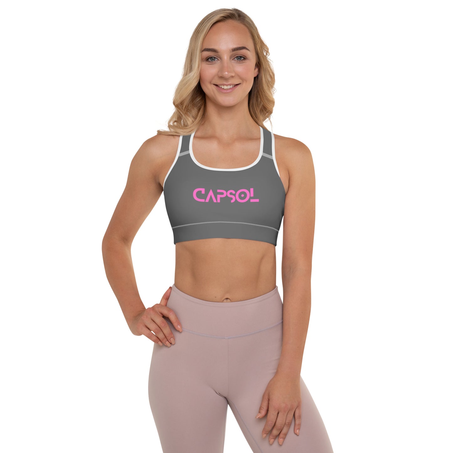 Zambezi - CapSol (front) / Whatever it takes (back) - pink text - Padded Sports Bra