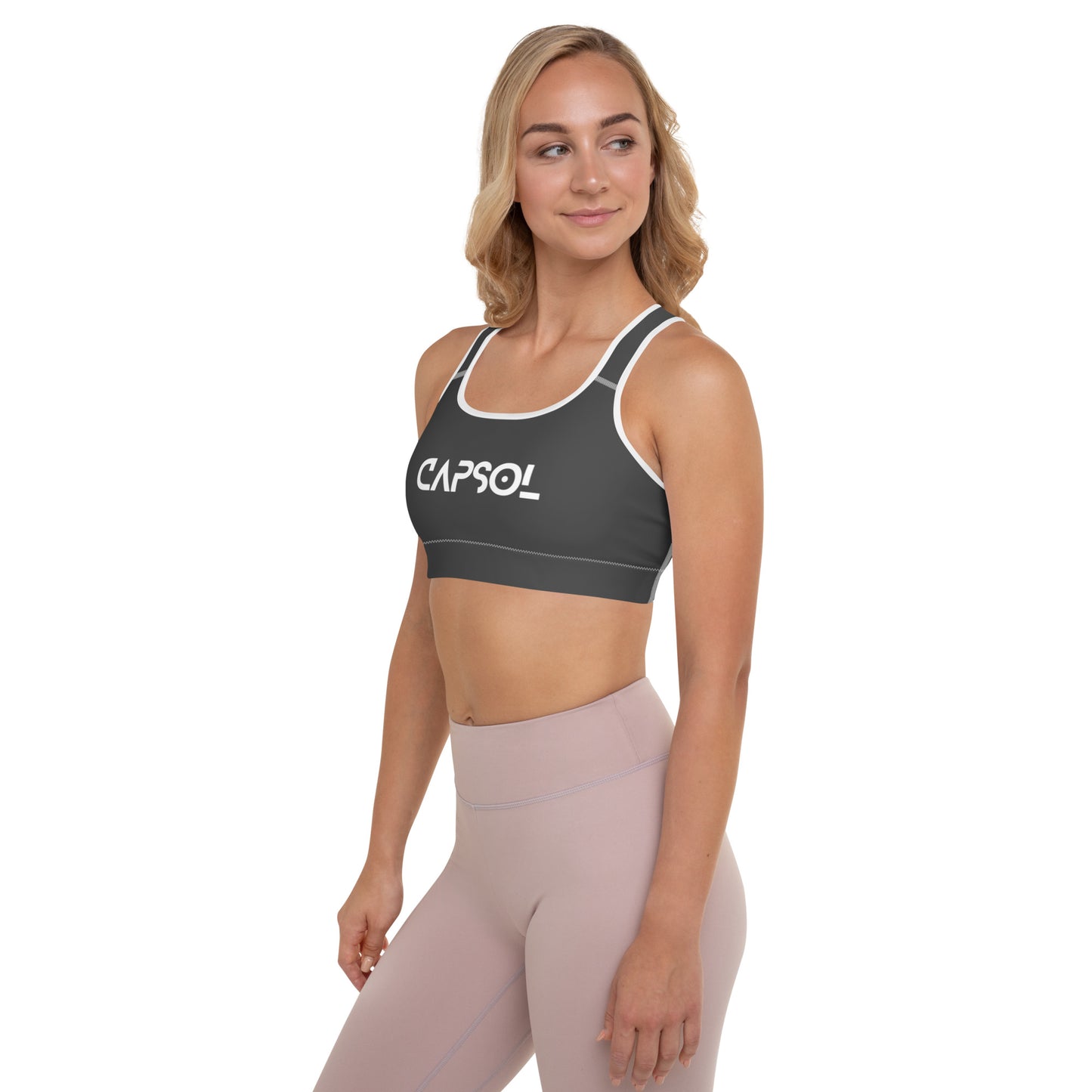 Eclipse - CapSol (front) / Whatever it takes (back) - white text - Padded Sports Bra