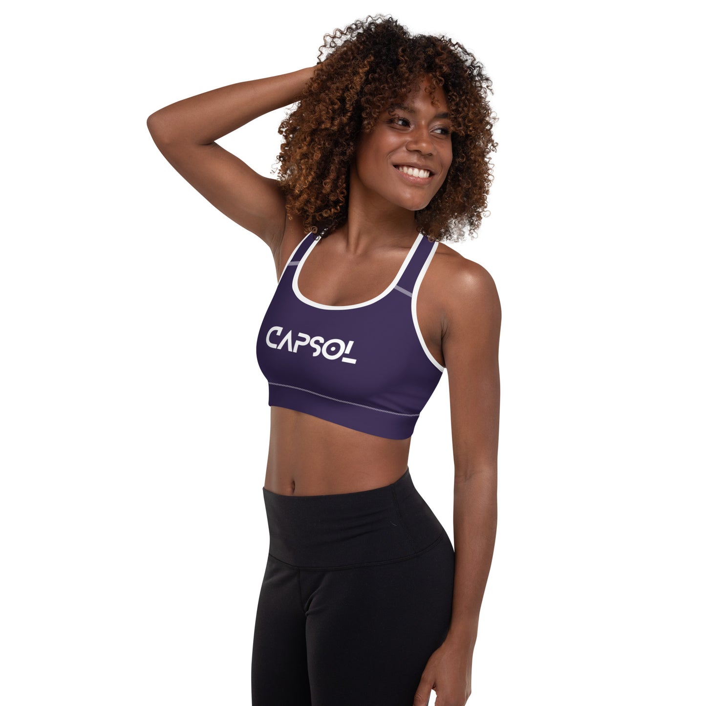 Tolopea - CapSol (front) / Whatever it takes (back) - white text - Padded Sports Bra